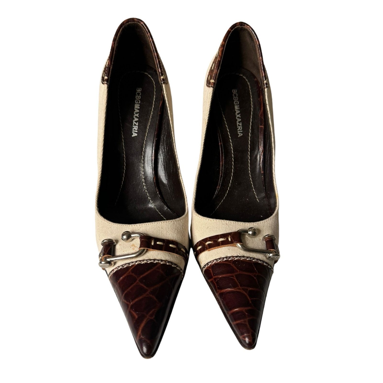 Bcbgmaxazria BCBGmaxazria Vintage Stiletto Pumps Cream Brown TINY FLAW Size US 7.5 / IT 37.5 - 2 Thumbnail