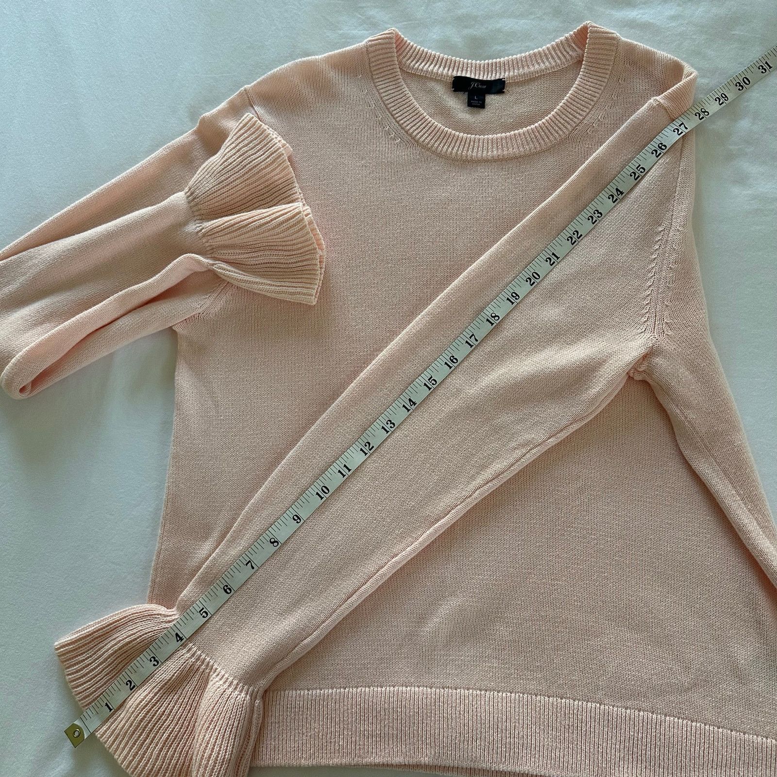 J.Crew J.Crew Round Neck Bell Sleeve Pink Sweater 100% Cotton US L Size L / US 10 / IT 46 - 7 Thumbnail