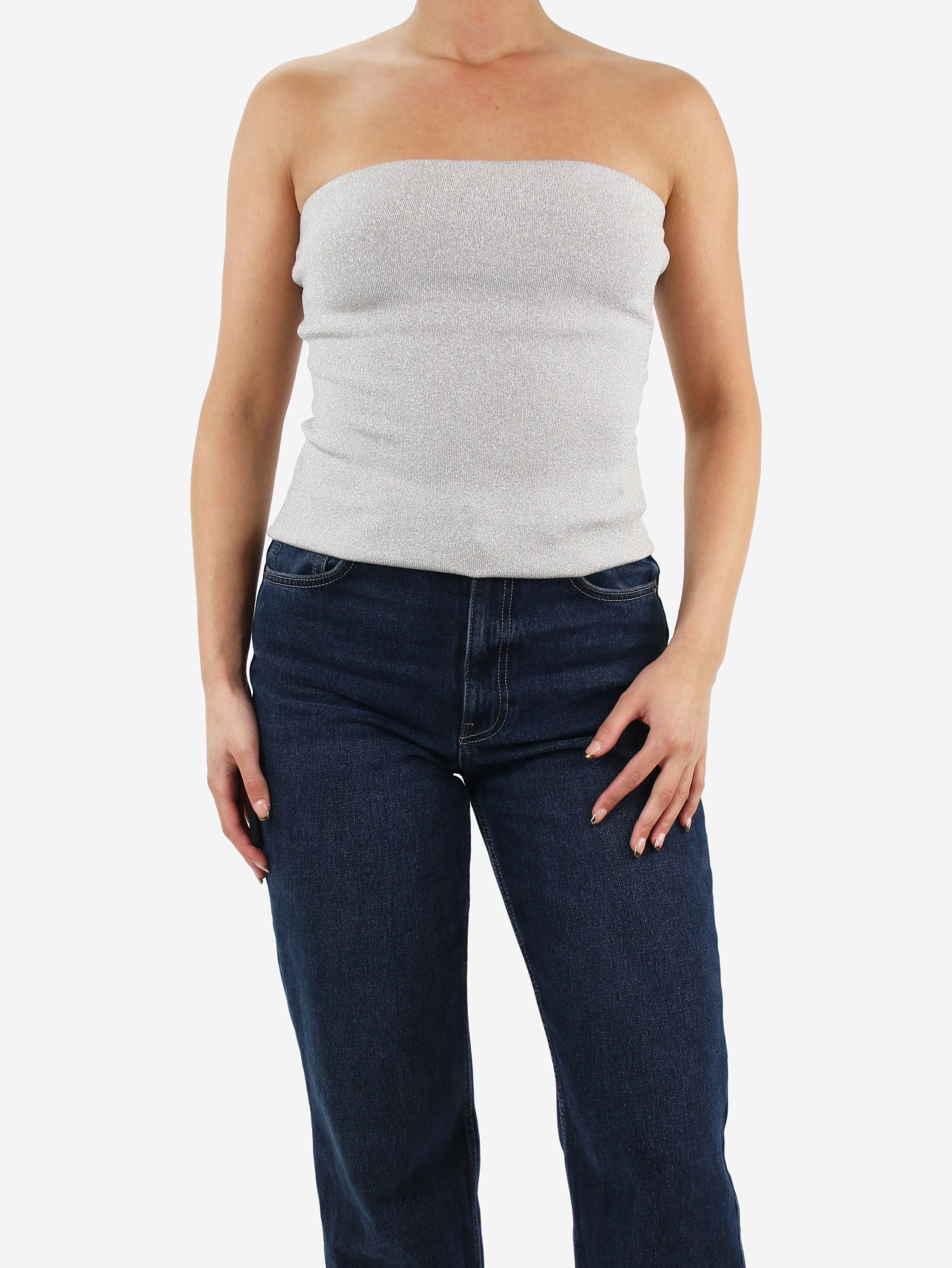 image of Ralph Lauren Grey Glitter Bandeau Top - Size M, Women's
