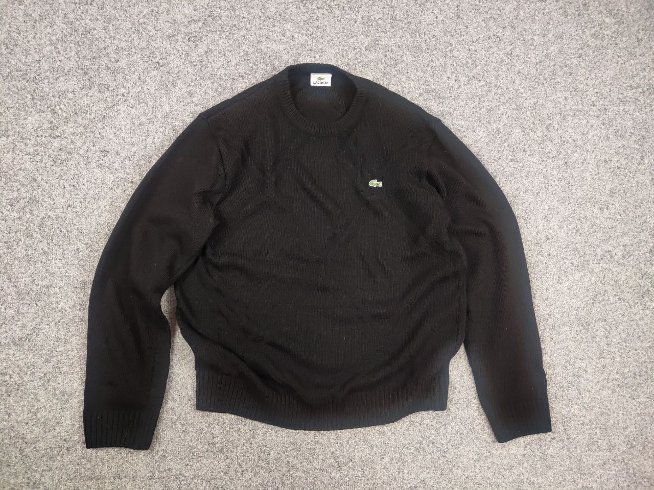 Lacoste Vintage 90's Lacoste All Black Logo Textured Sweater Jumper Size US M / EU 48-50 / 2 - 8 Thumbnail
