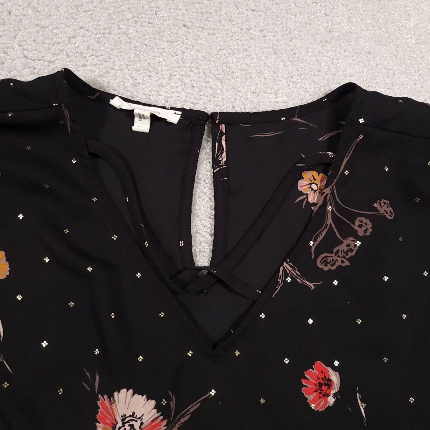 Vintage Maurices Women's XS Black Gold Floral Shirt Long Balloon Sleeves Shimmer Sheer Size XS / US 0-2 / IT 36-38 - 3 Thumbnail