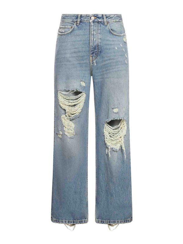 Balenciaga o1w1db10226 Ripped Medium Fit Pants In Blue Size US 26 / EU 42 - 1 Thumbnail