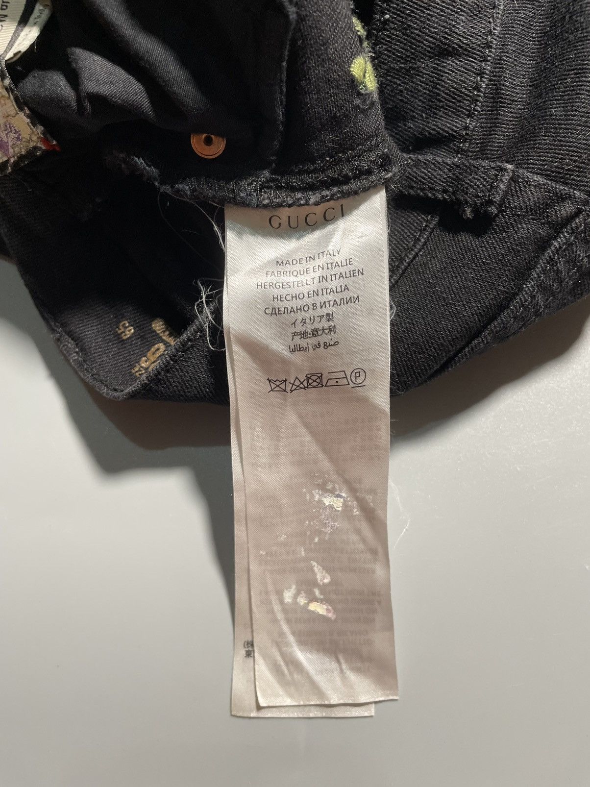 Gucci Gucci X Unskilled Worker Black Denim Floral Skinny Fit Jeans Size 26" / US 2 / IT 38 - 10 Thumbnail