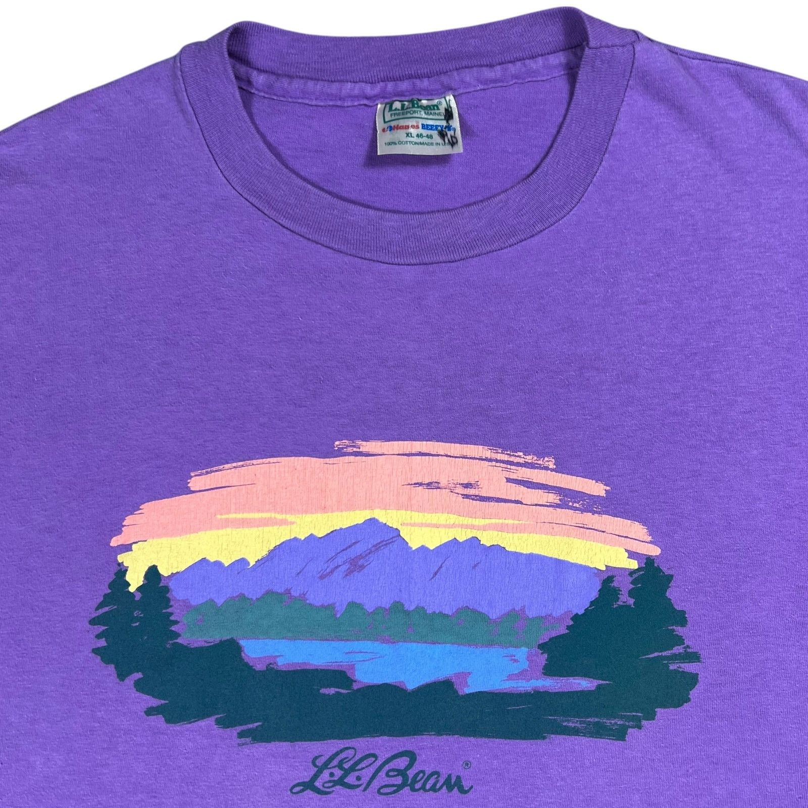 Hanes × L.L. Bean × Vintage 90s L.L. Bean Hanes Mount Katahdin faded purple logo art tee Size US XL / EU 56 / 4 - 2 Thumbnail