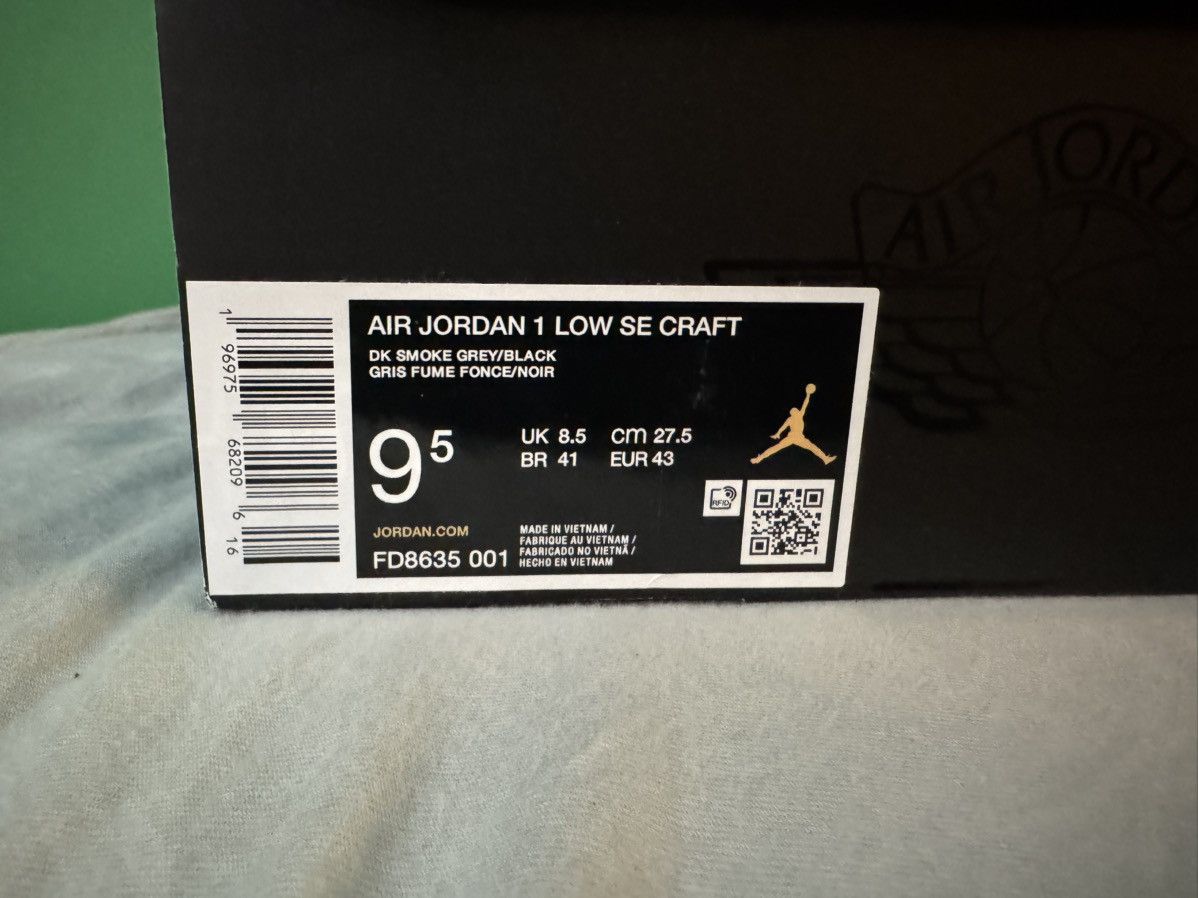 Nike Jordan 1 low craft dark smoke grey 2023 Size US 9.5 / EU 42-43 - 7 Thumbnail