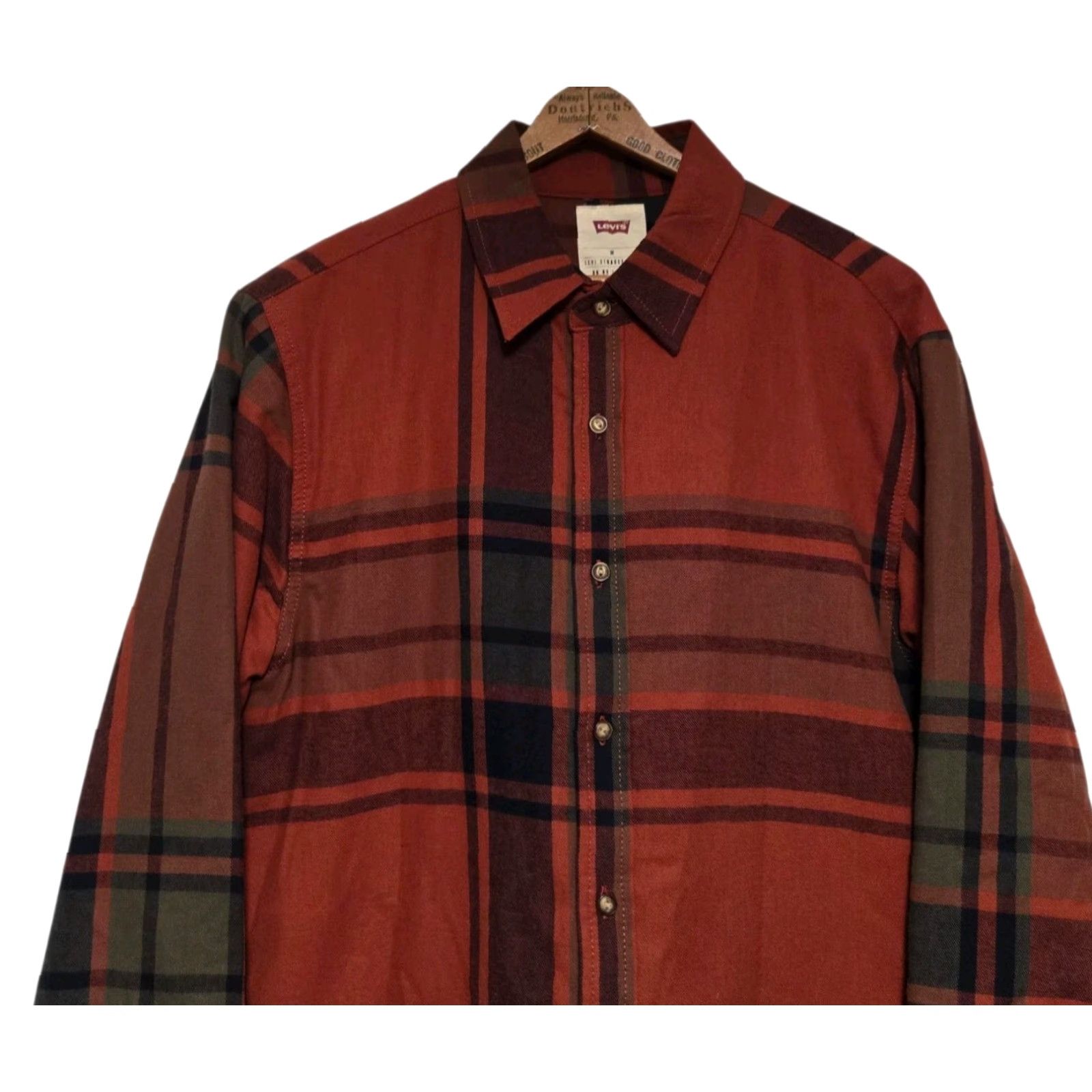 Levi's VINTAGE Levi's Flannel Jacket Mens M Red Brown Plaid Lined Cotton Jacket Size US M / EU 48-50 / 2 - 2 Thumbnail