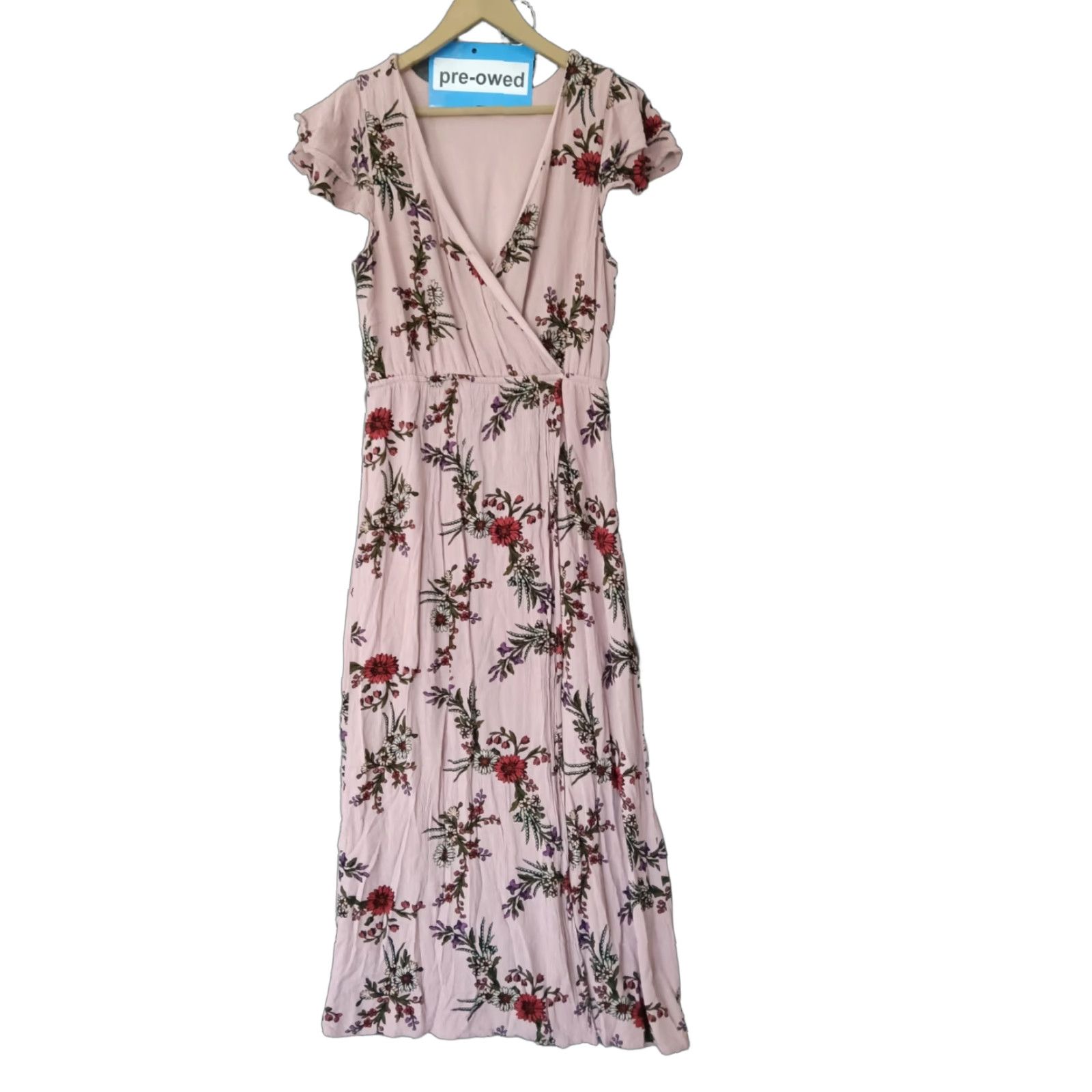 Acme Clothing One Clothing Multicolor Maxi Floral Dress L V-Neck Elastic Waist Flutter Sleeve Short Sleeve - Women - Casual Party/Cocktail Dress Size L / US 10 / IT 46 - 1 Thumbnail