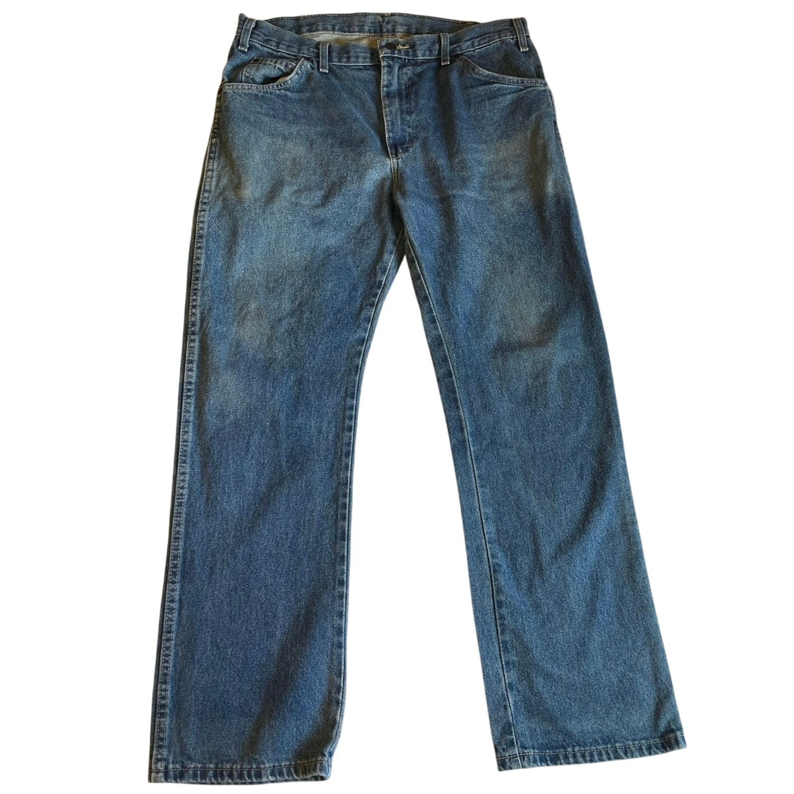 Dickies Dickies Straight Leg Medium Wash Semi Distressed Denim 34x30 Size US 34 / EU 50 - 1 Thumbnail