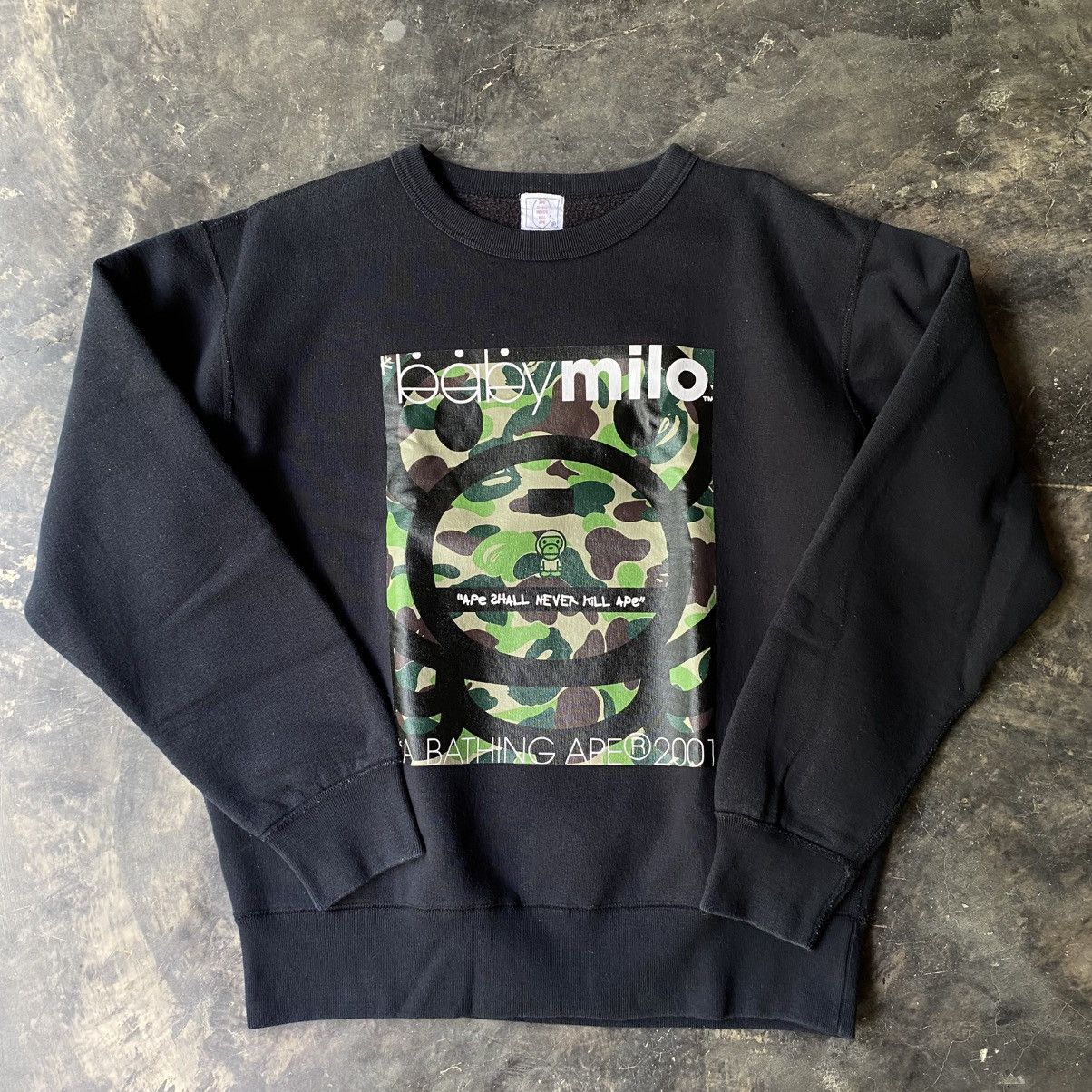 Bape Beby milo Black Camo Logo Fleece-Lined Sweater Size US M / EU 48-50 / 2 - 7 Thumbnail