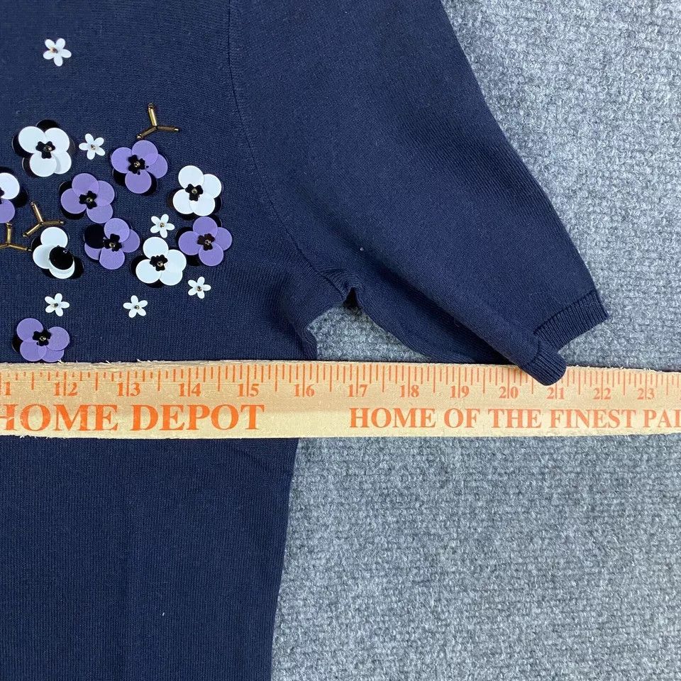 Talbots Talbots Top Women's XS Short Sleeve Navy Blue Cotton Blend Size XS / US 0-2 / IT 36-38 - 4 Thumbnail