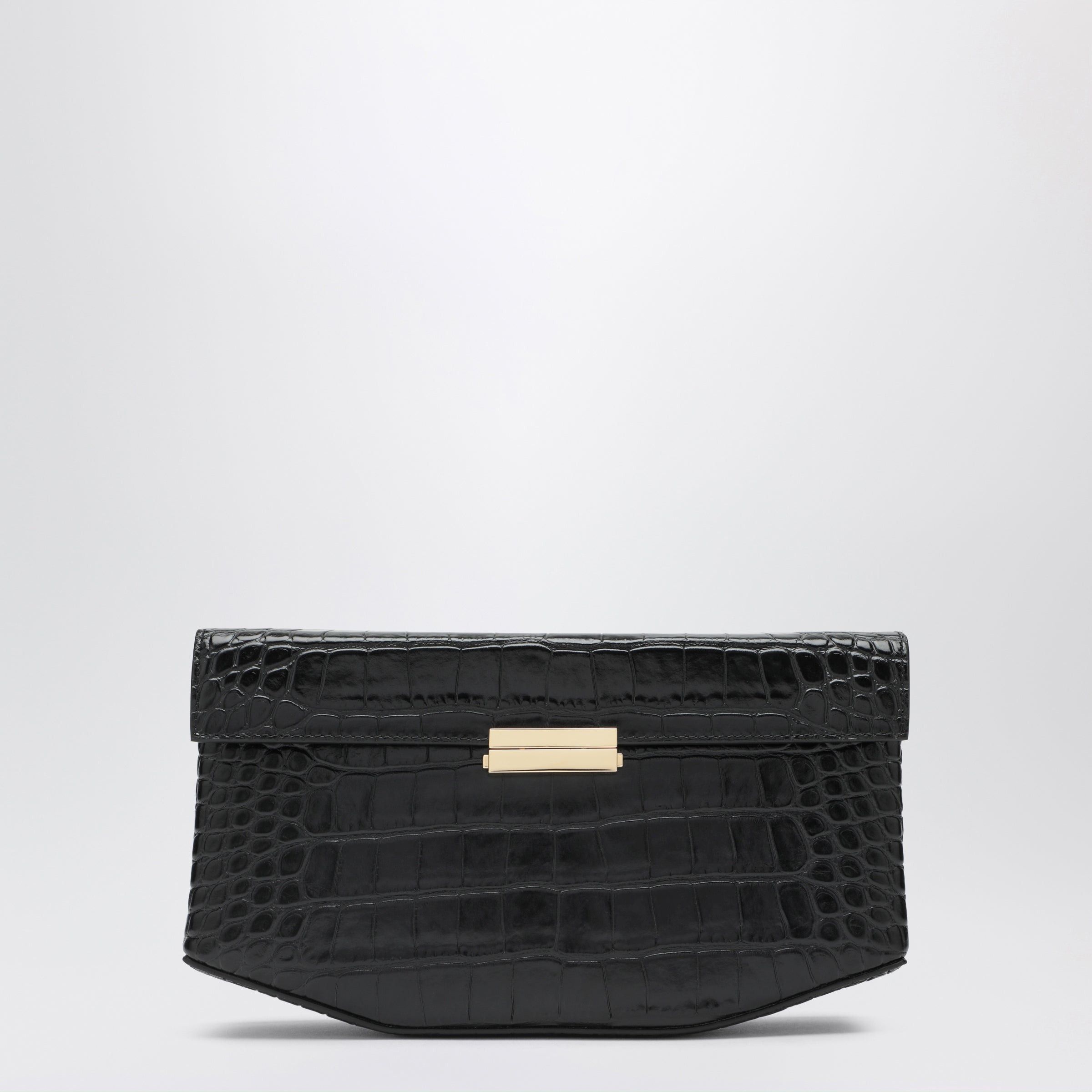Toteme Toteme Clip Croc-Embossed Leather Shoulder Bag In Black Size ONE SIZE - 1 Thumbnail