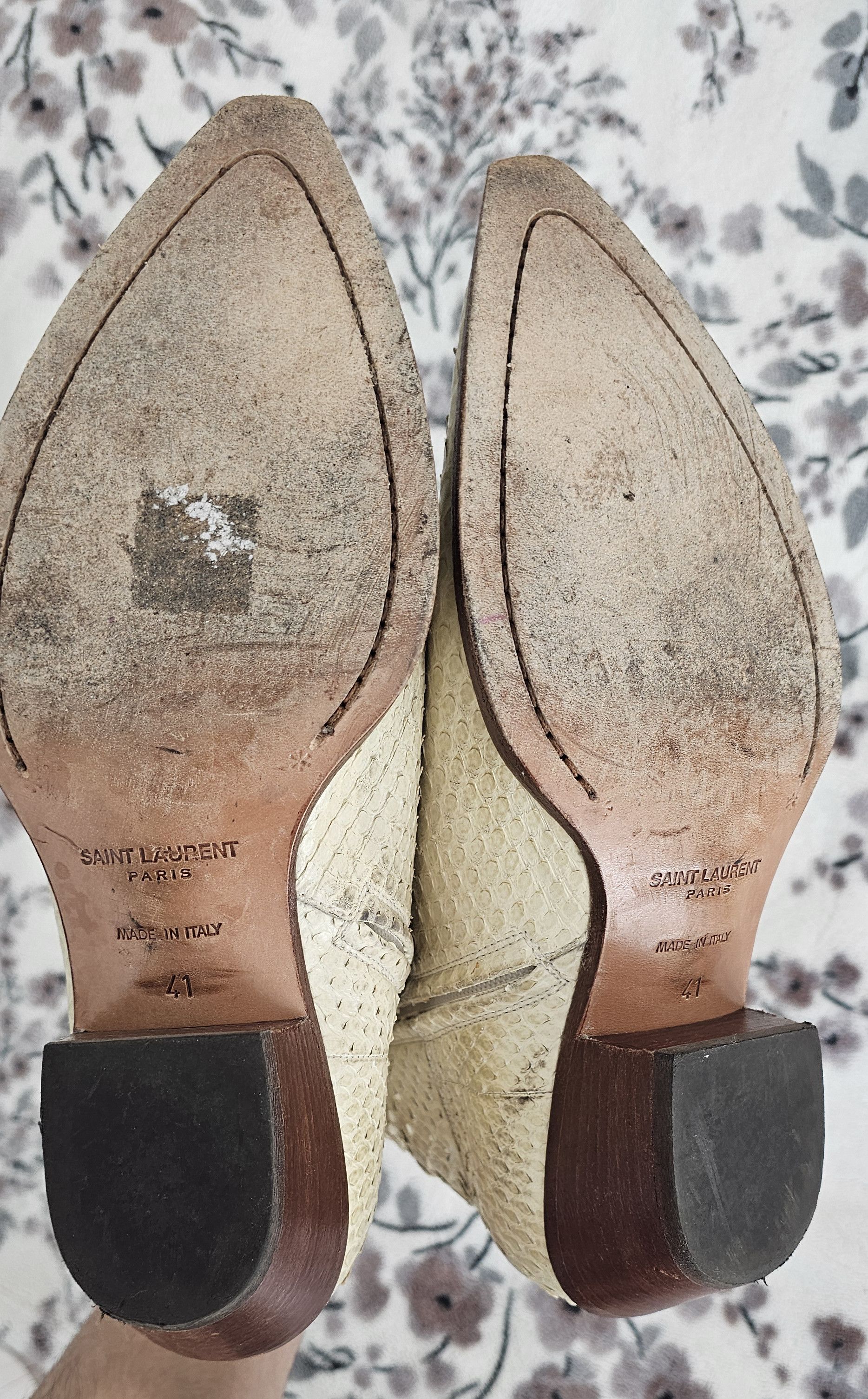 Saint Laurent Paris Lukas Python Boots in Cream Size US 8 / EU 41 - 11 Thumbnail