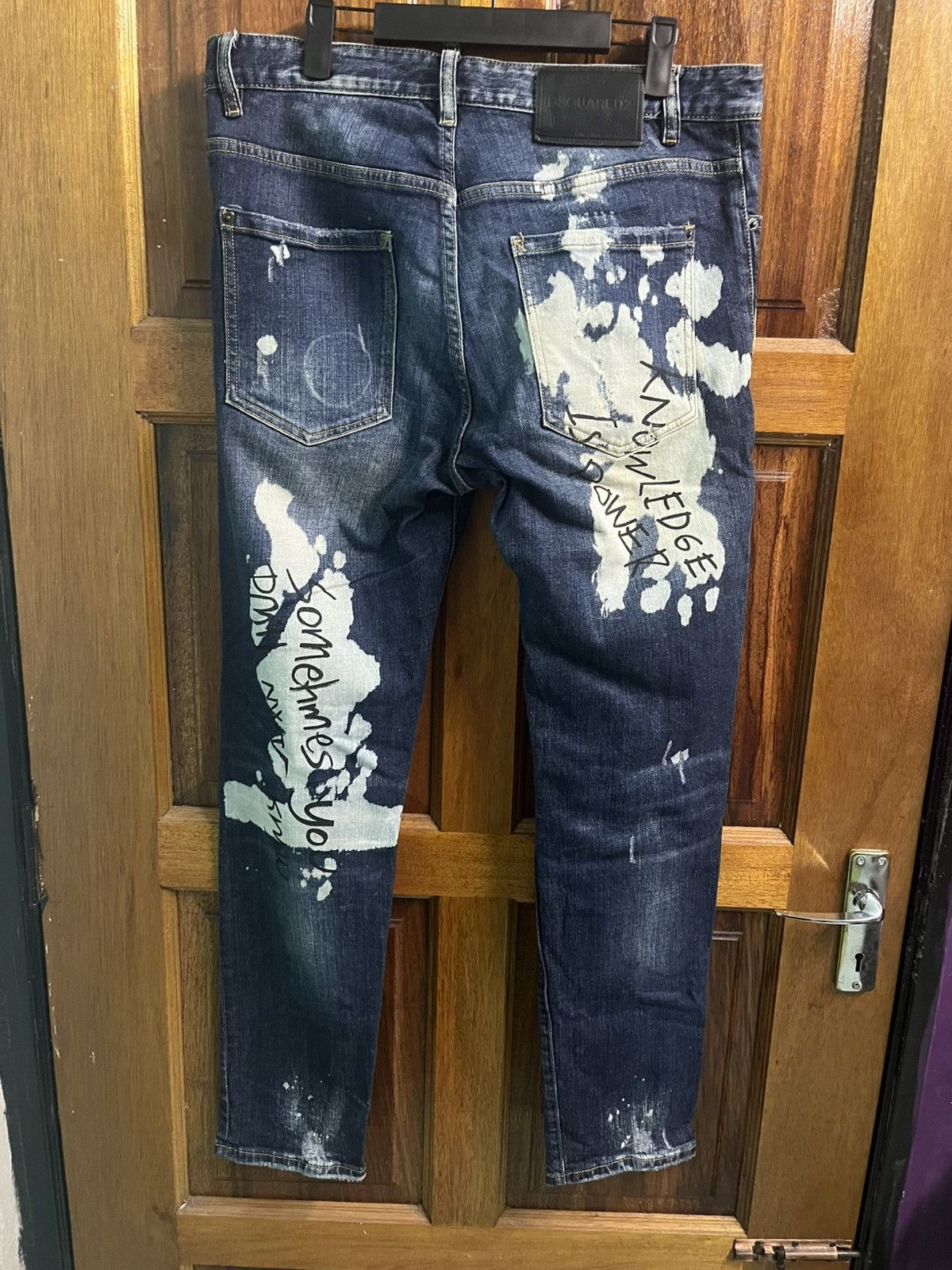 Dsquared2 DSQUARED2 Graffiti Skiny Slim Fit Denim Jeans Size US 34 / EU 50 - 2 Thumbnail