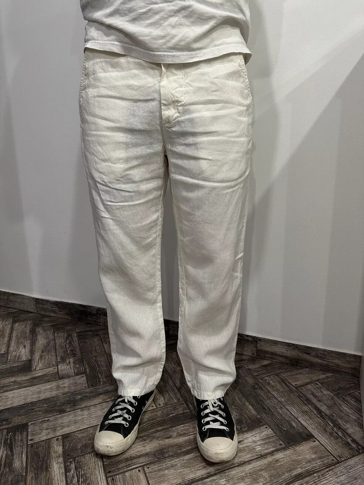 Trussardi Trussardi Jeans Beige Linen Lino Men's Casual Italy Pants Size US 30 / EU 46 - 4 Thumbnail