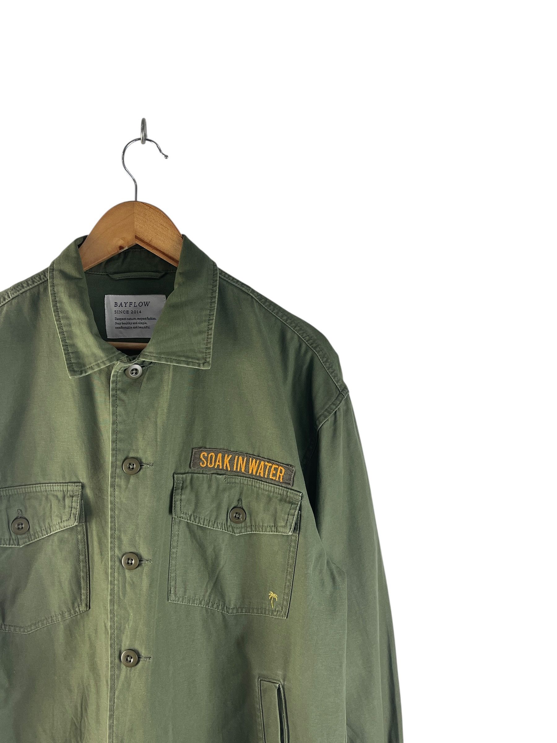 Japanese Brand BAYFLOW Military Utility Shirt Jacket Olive Green Soak In Size US L / EU 52-54 / 3 - 13 Thumbnail