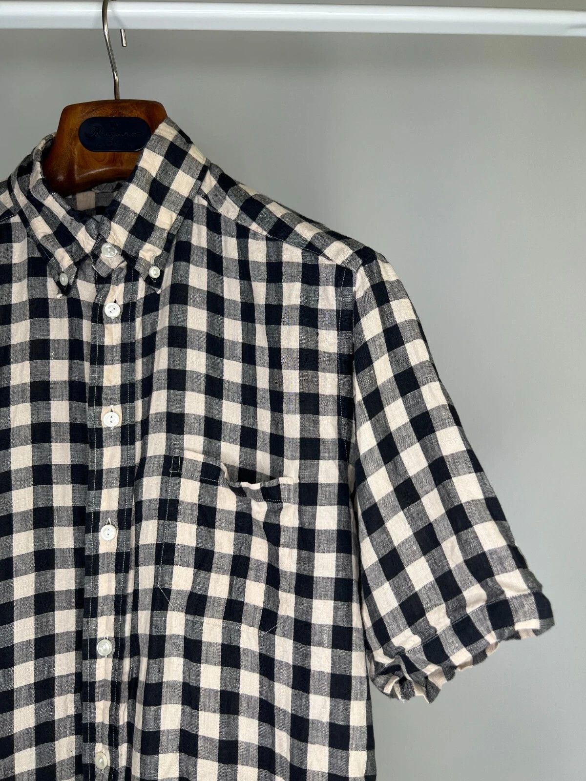 Eton Eton Slim Men's Casual Summer Plaid Linen Short Sleeve Shirt Size US M / EU 48-50 / 2 - 3 Thumbnail