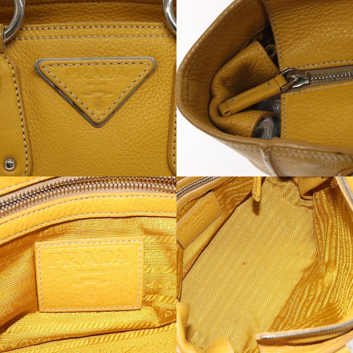 Prada PRADA Hand Bag Leather Yellow Silver Size ONE SIZE - 11 Thumbnail