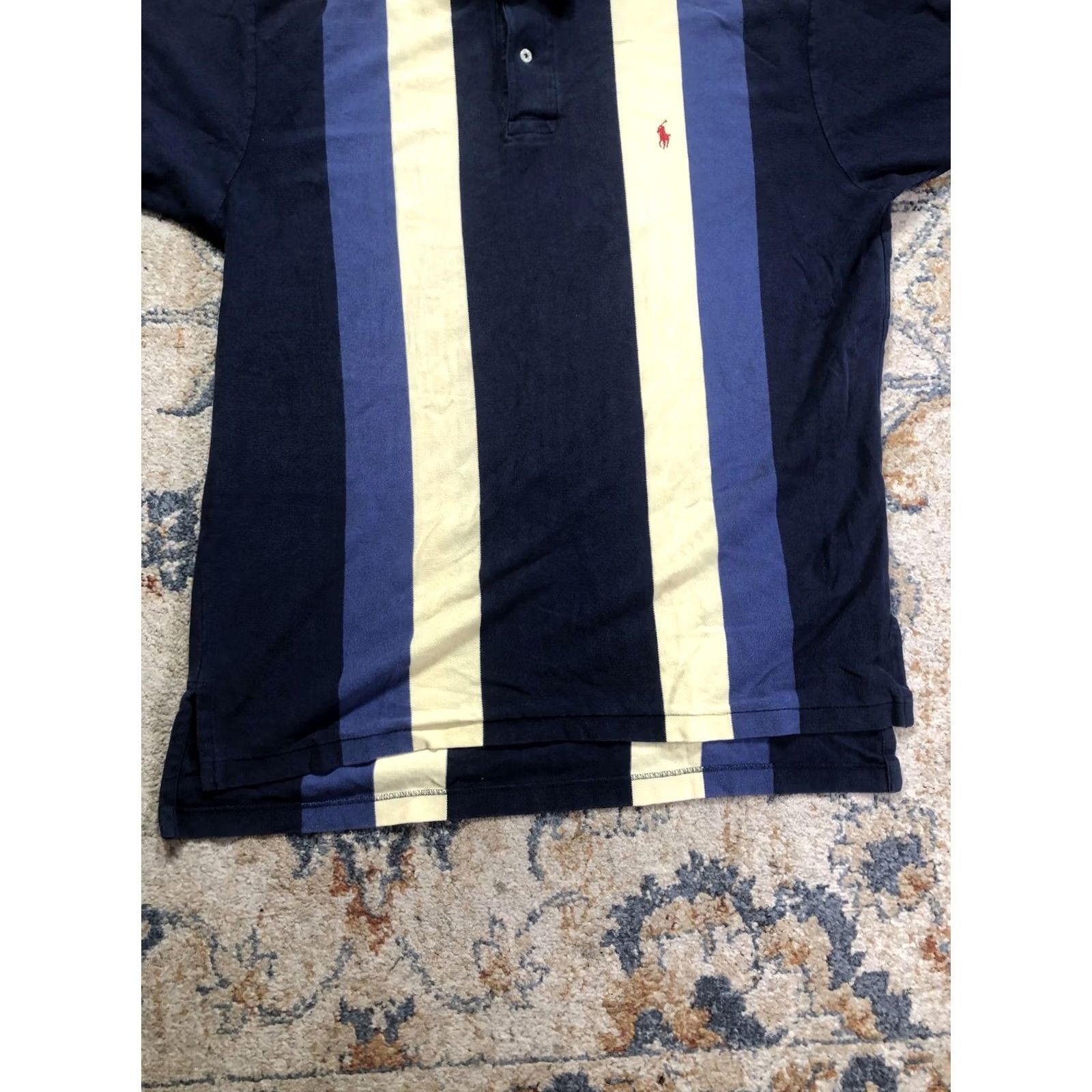 Polo Ralph Lauren Polo by Ralph Lauren Polo Shirt Mens XL Navy Yellow Stripe Pony Logo Casual Size US XL / EU 56 / 4 - 5 Thumbnail