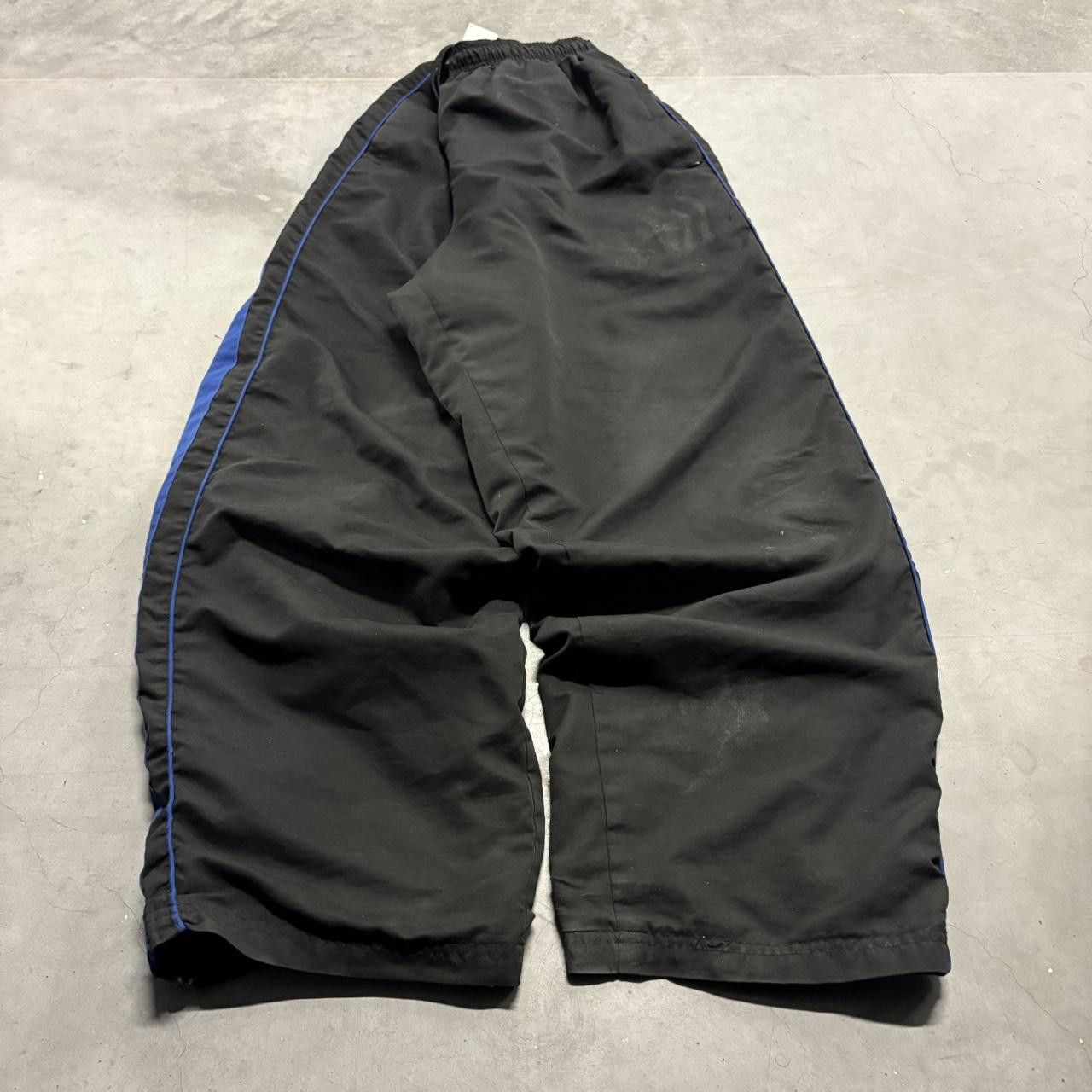 Vintage Crazy Vintage Y2K/2000s Super Baggy Striped Black and Blue Essential Track Pants! Size US 34 / EU 50 - 2 Thumbnail