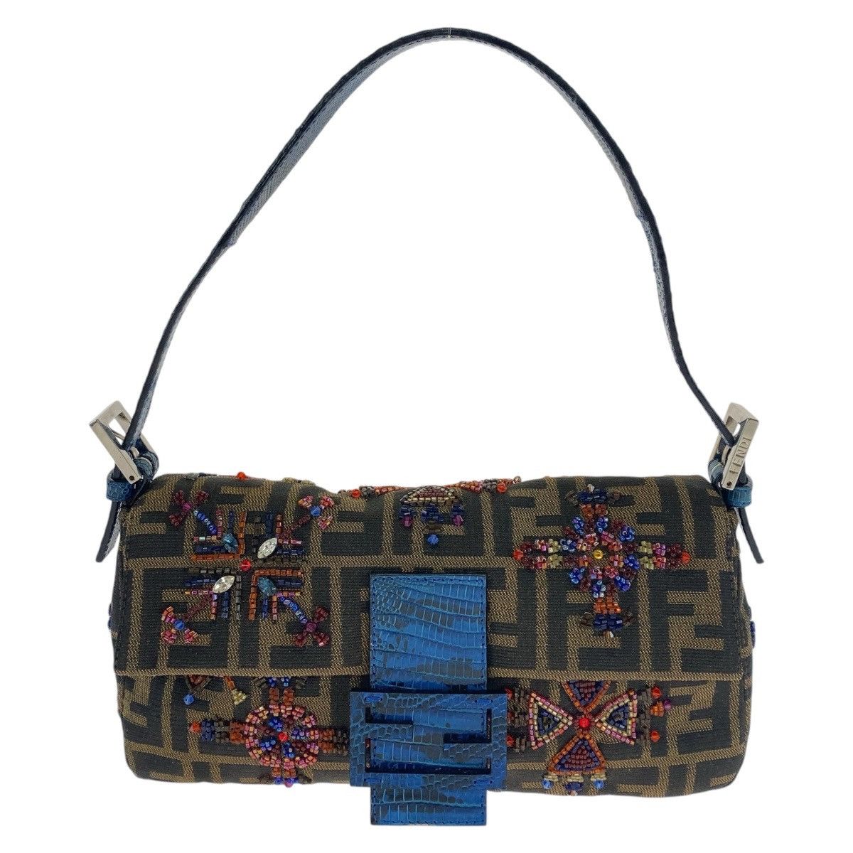 Fendi Fendi Canvas/lizard Mamma Baguette Shoulder Bag Zucca Canvas Shoulder Bag   in Brown, Women's