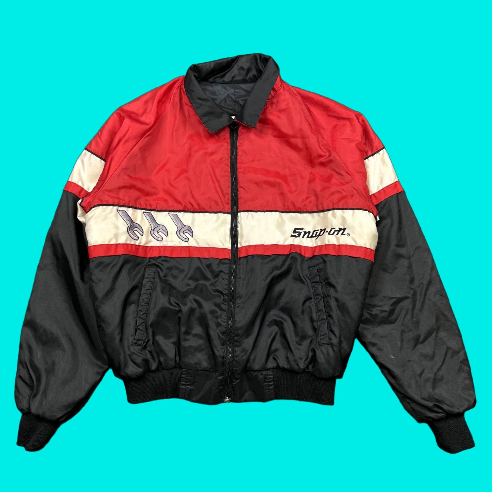Logo 7 VINTAGE Horizon Sportswear Jacket Black Nylon Full Zip Snap On Logo Size L Mens Size US L / EU 52-54 / 3 - 1 Thumbnail