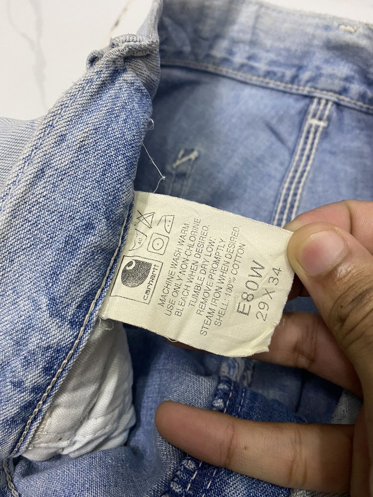 Carhartt STEALS🔥CARHARTT DISTRESS DENIM CARPENTER JEANS Size US 29 - 8 Thumbnail