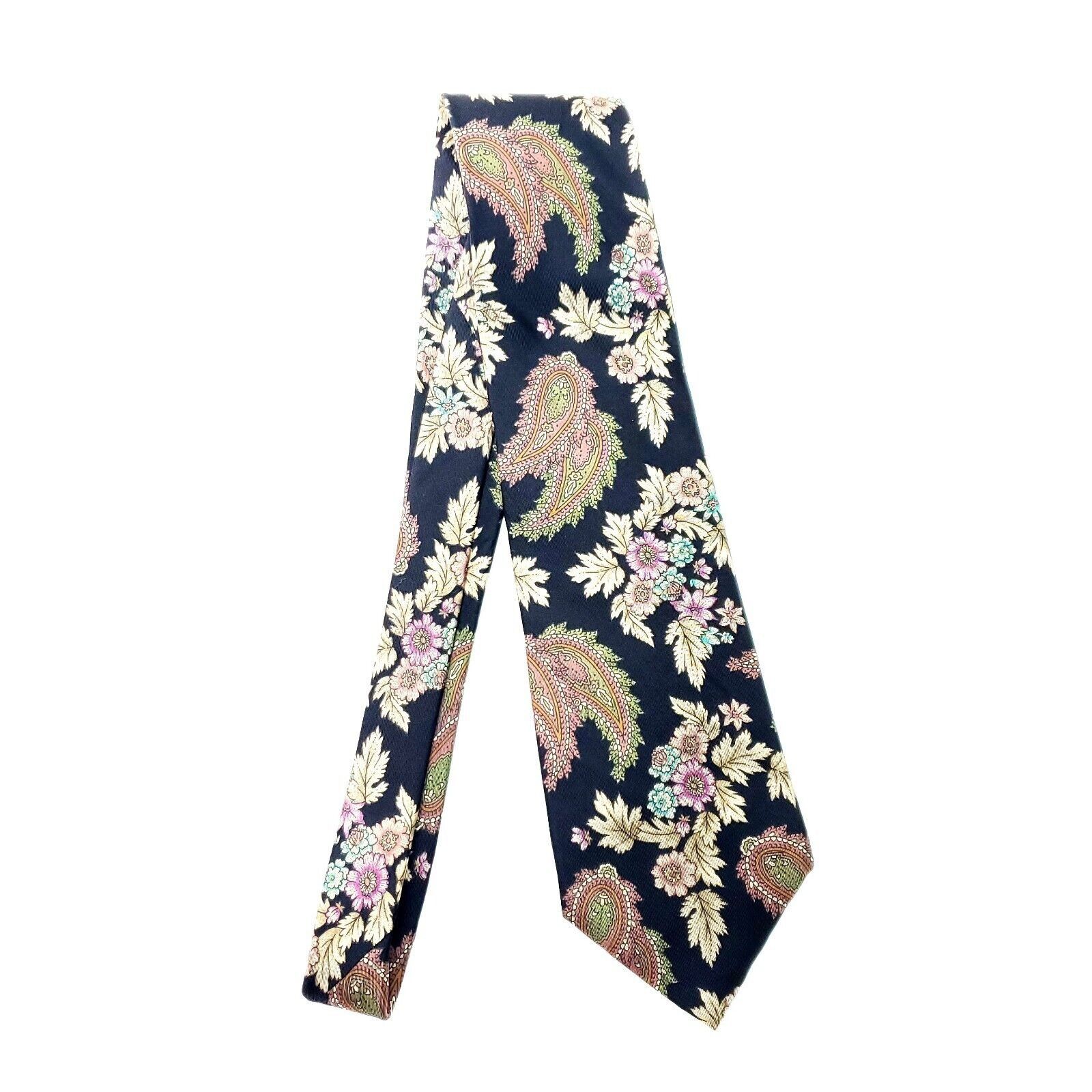 Bill Blass Bill Blass Silk Tie Black Floral Print Size ONE SIZE - 6 Thumbnail