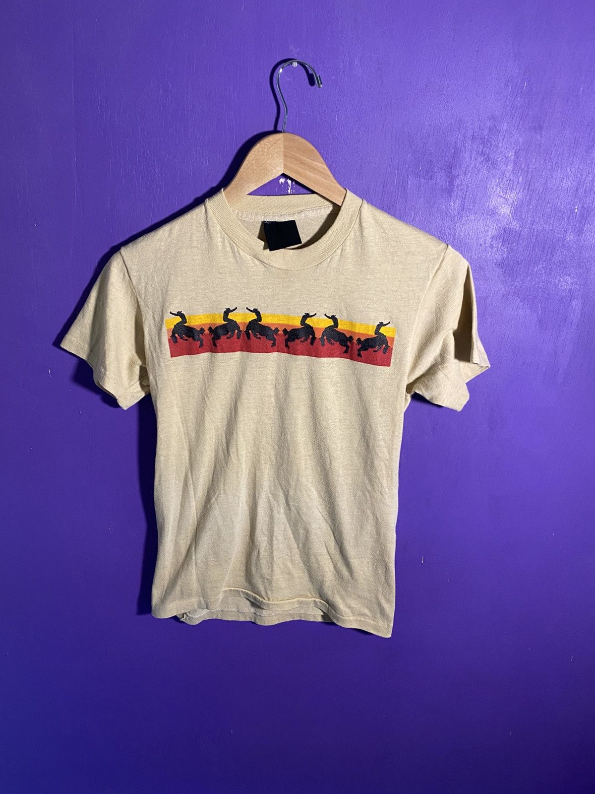 Vintage Vintage 80s Western cowboy riders t-shirt Size S / US 4 / IT 40 - 1 Thumbnail