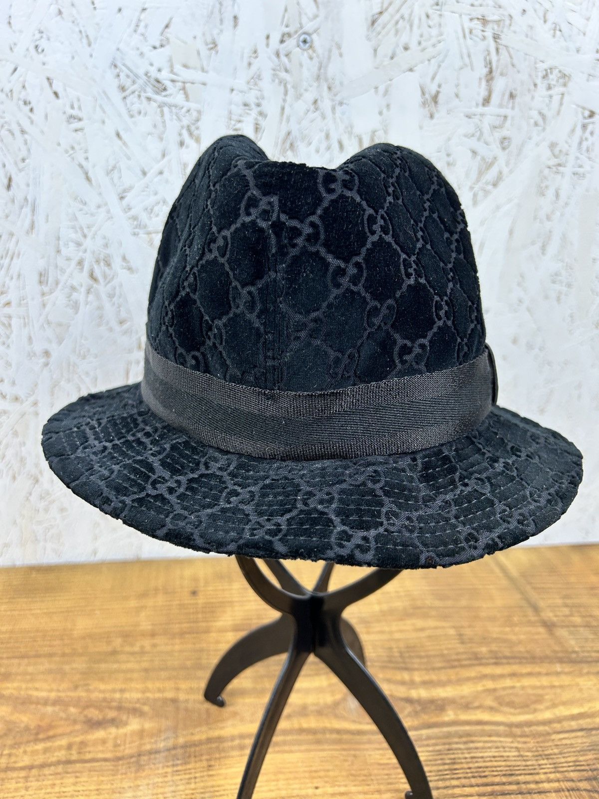 Gucci Vintage Gucci Corduroy Monogram GG Web Headwear Hat Size ONE SIZE - 2 Thumbnail
