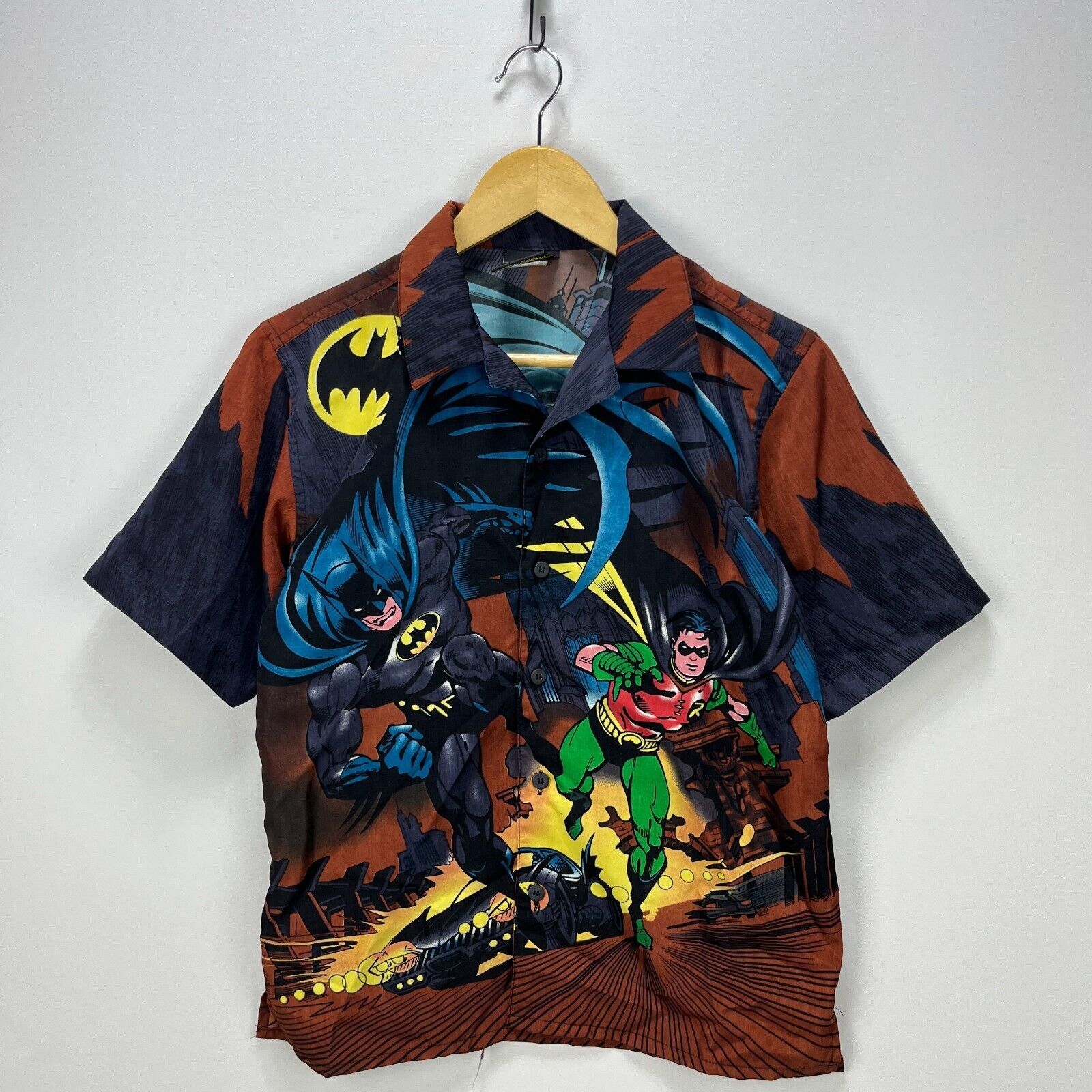 Vintage Batman Robin DC AOP Button Up Shirt Small