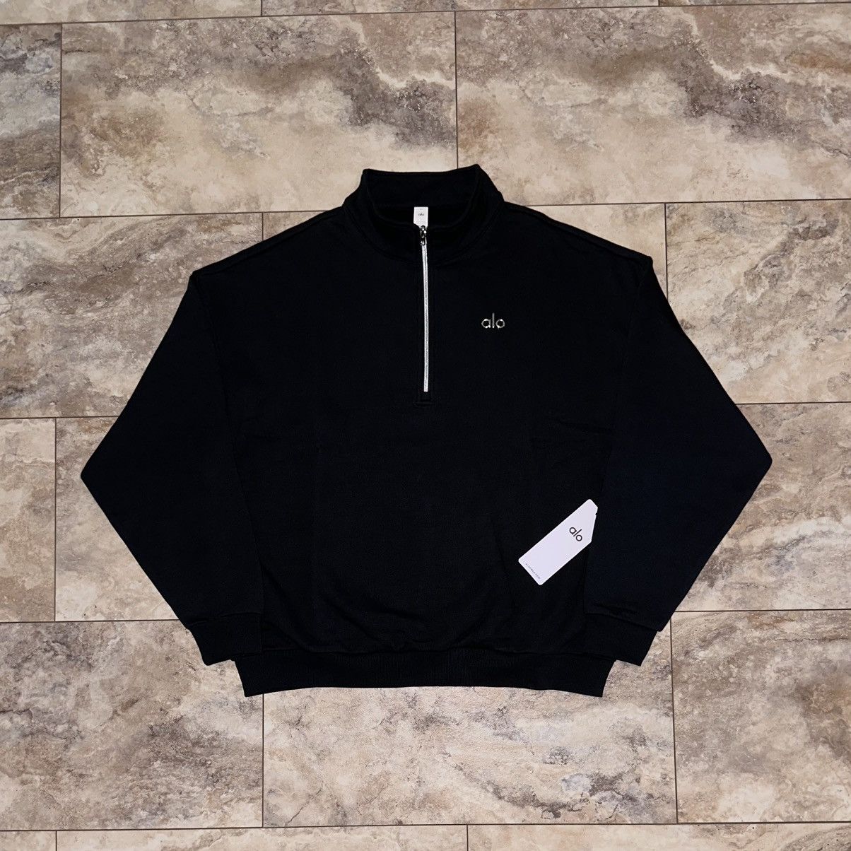 Alo Yoga Accolade 1/4 Zip Black Quarter Zip Sweatshirt Large