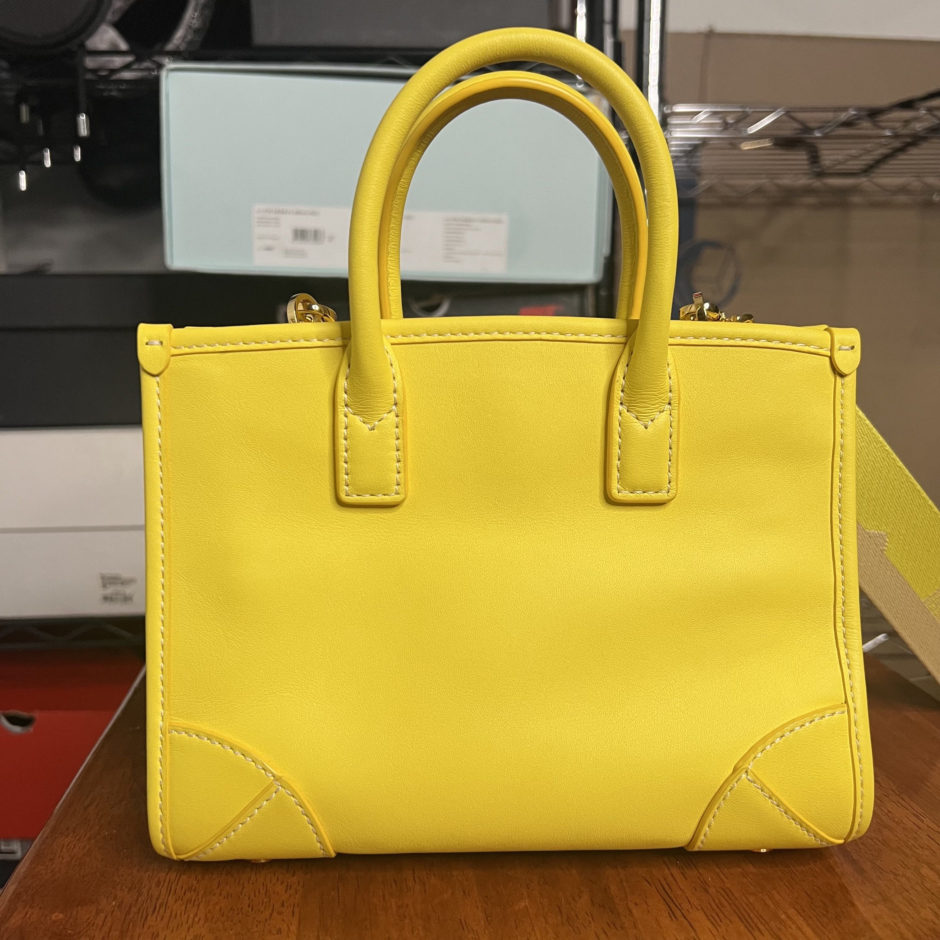 MCM MCM Mini Tonal Logo Leather Tote Bag Yellow Size ONE SIZE - 4 Thumbnail