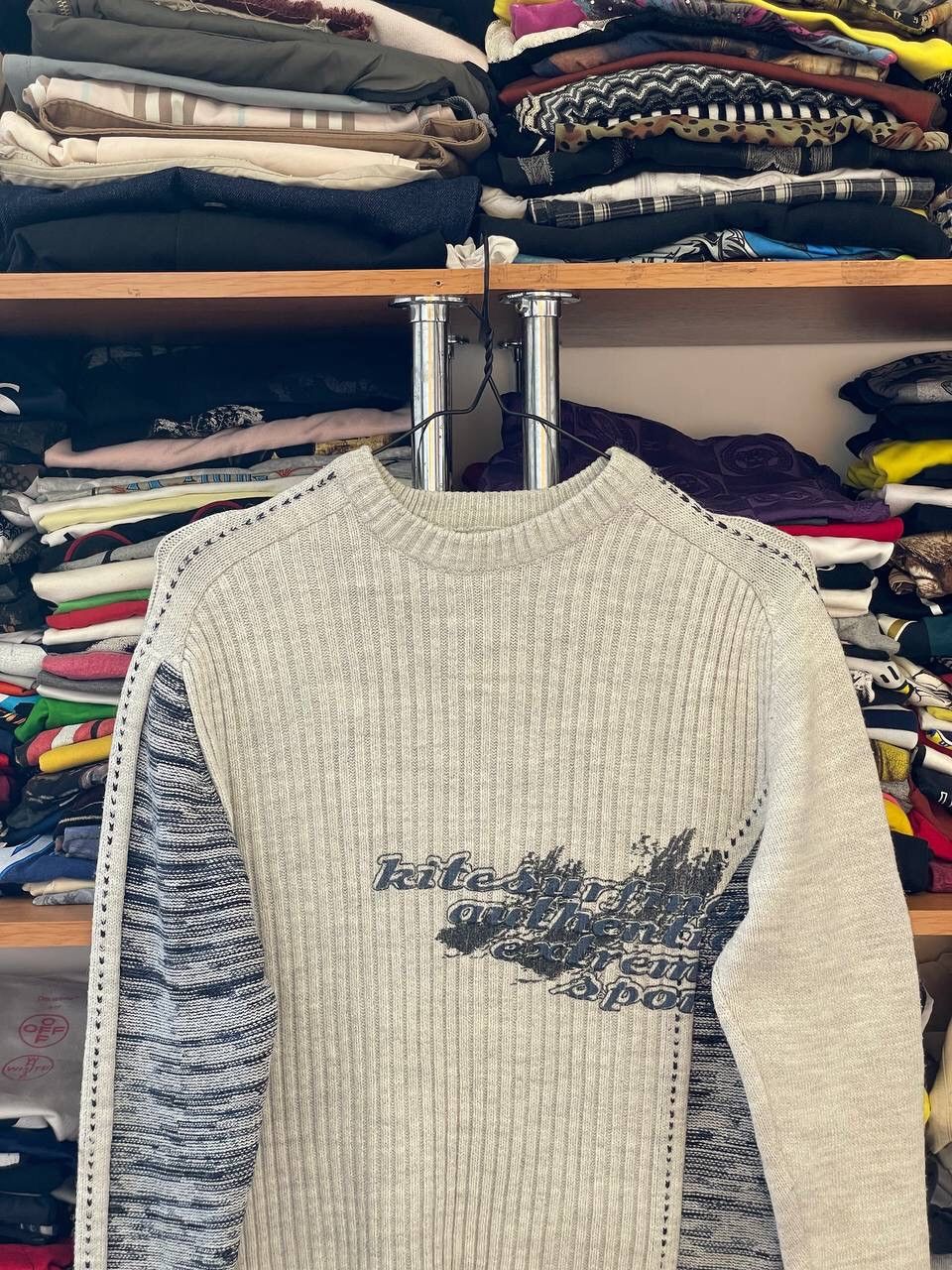 20471120 Y2K VTG 2000s JAPANESE 3D STRIPED DISTRESSED DIESEL SWEATER Size US M / EU 48-50 / 2 - 2 Thumbnail