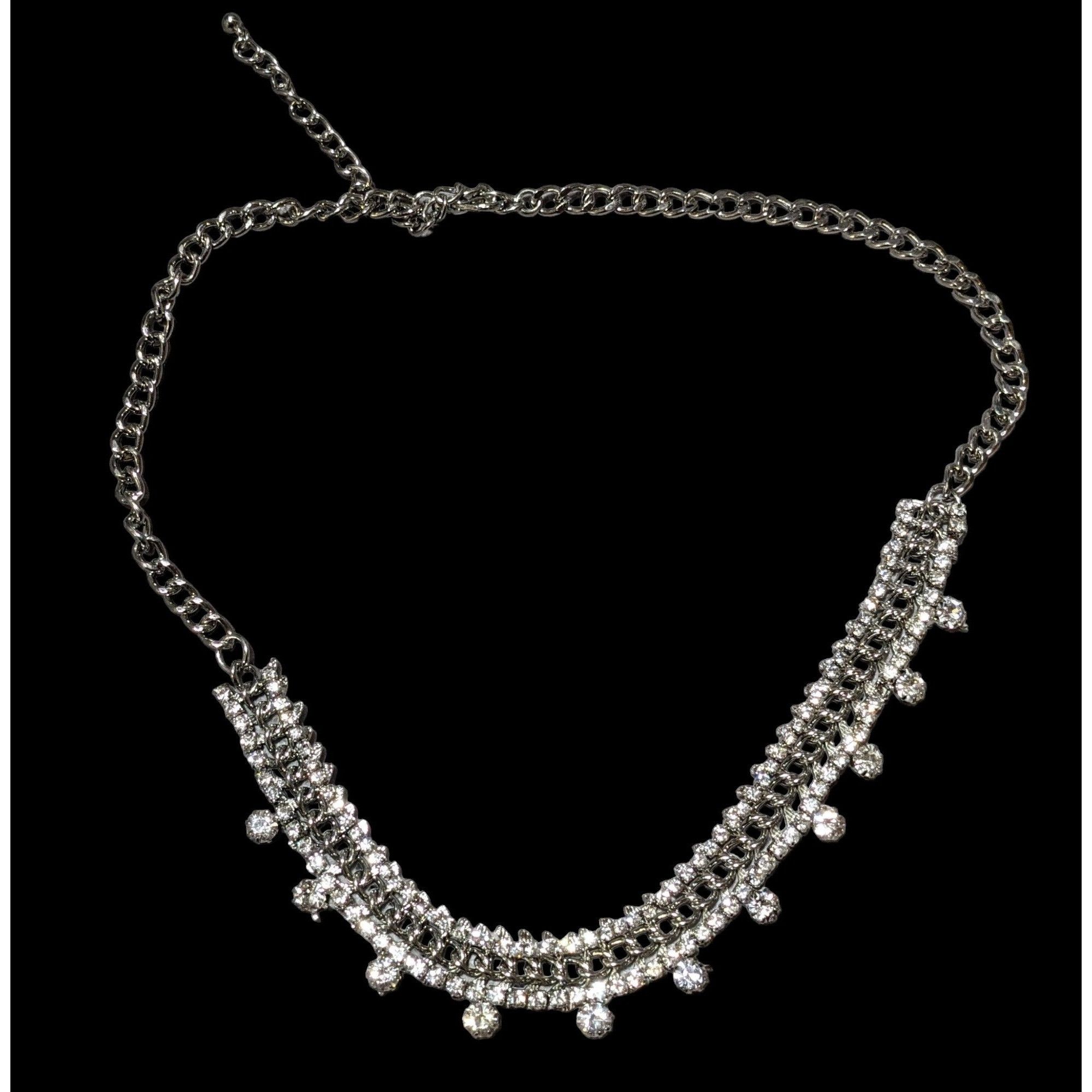 Other Elegant Silver Rhinestone Statement Necklace Size ONE SIZE - 1 Thumbnail