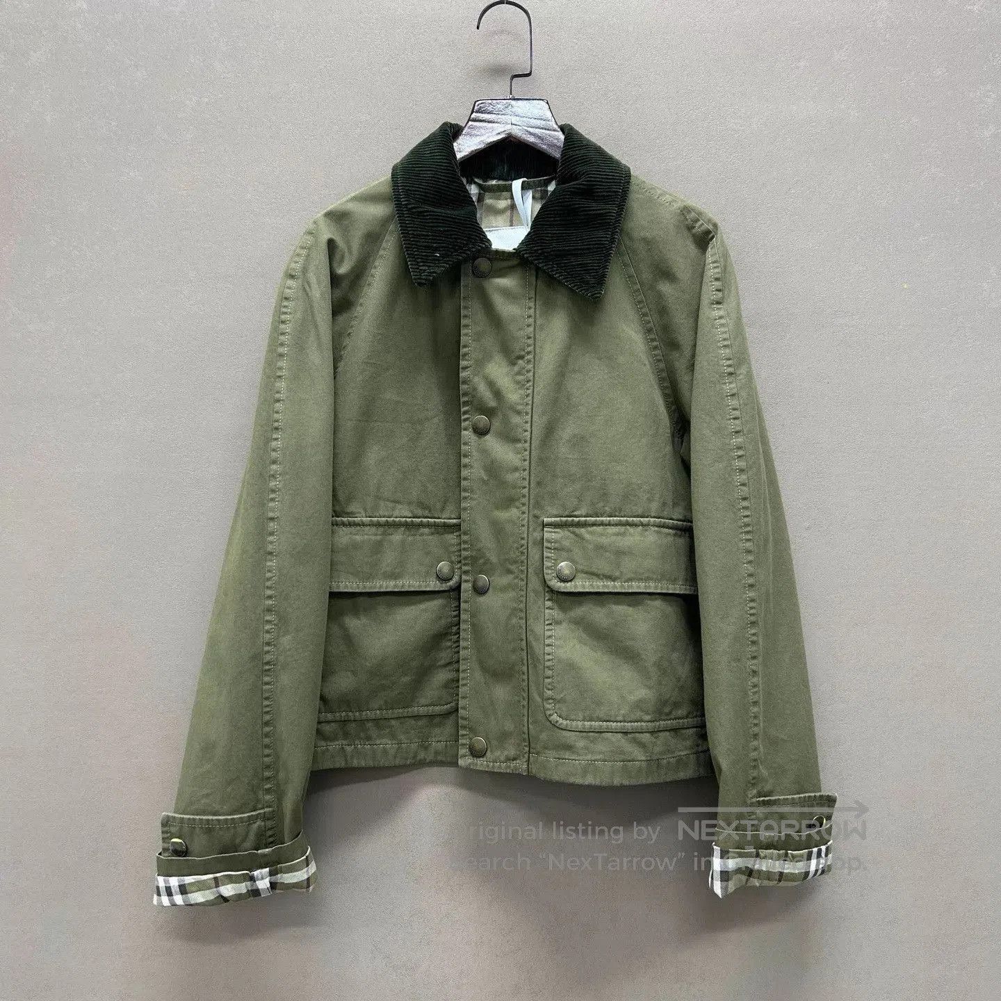 Burberry Green Utility Jacket with Corduroy Collar. Size US S / EU 44-46 / 1 - 1 Thumbnail