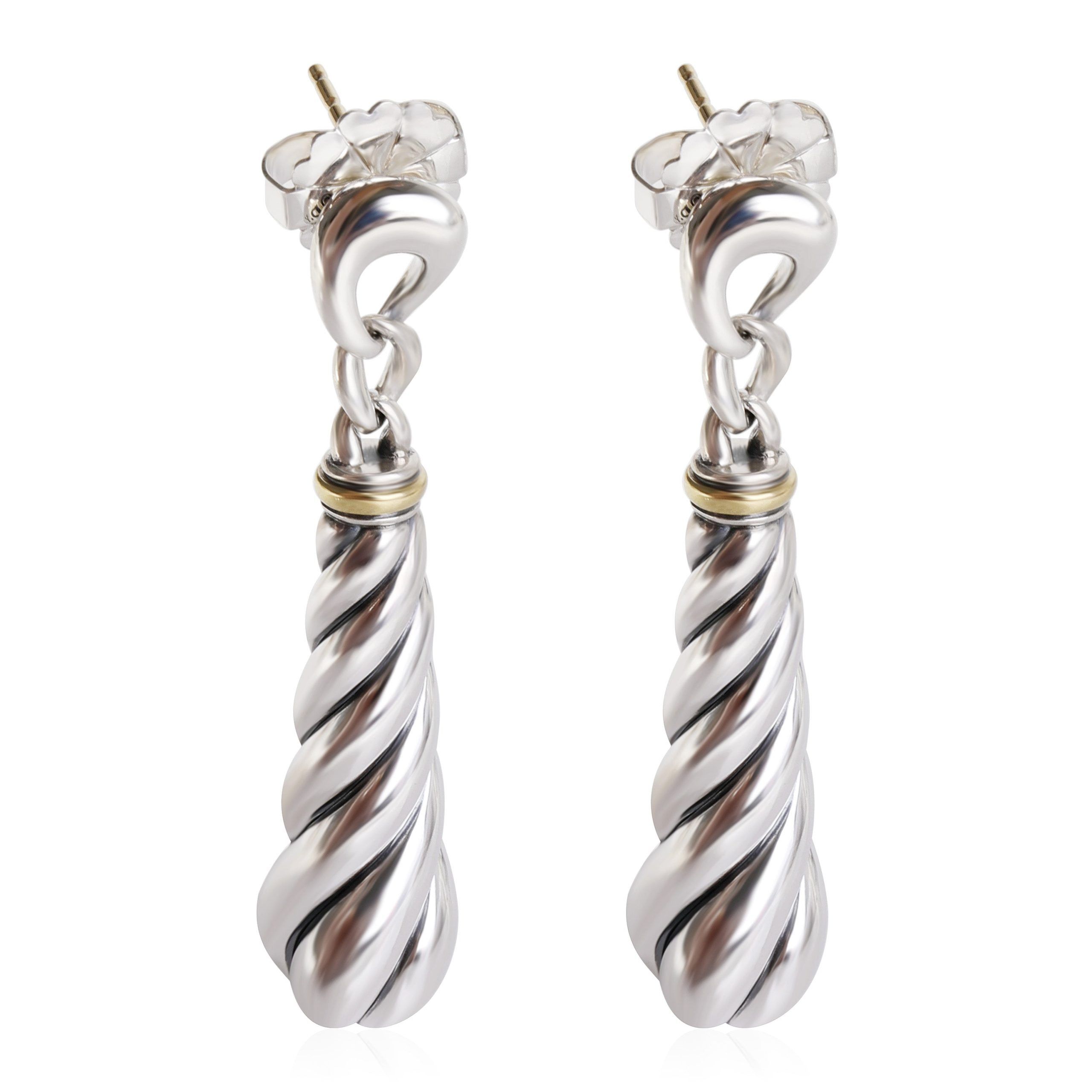 image of David Yurman Metro Curb Earrings In 18K Yellow Gold/sterling Silver, Women's