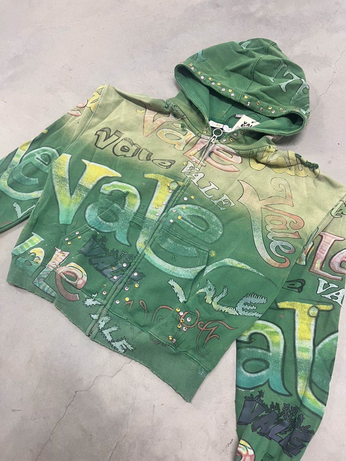 Vale Vale Forever Valley Dreams Green Spearmint Zip Up Hoodie New