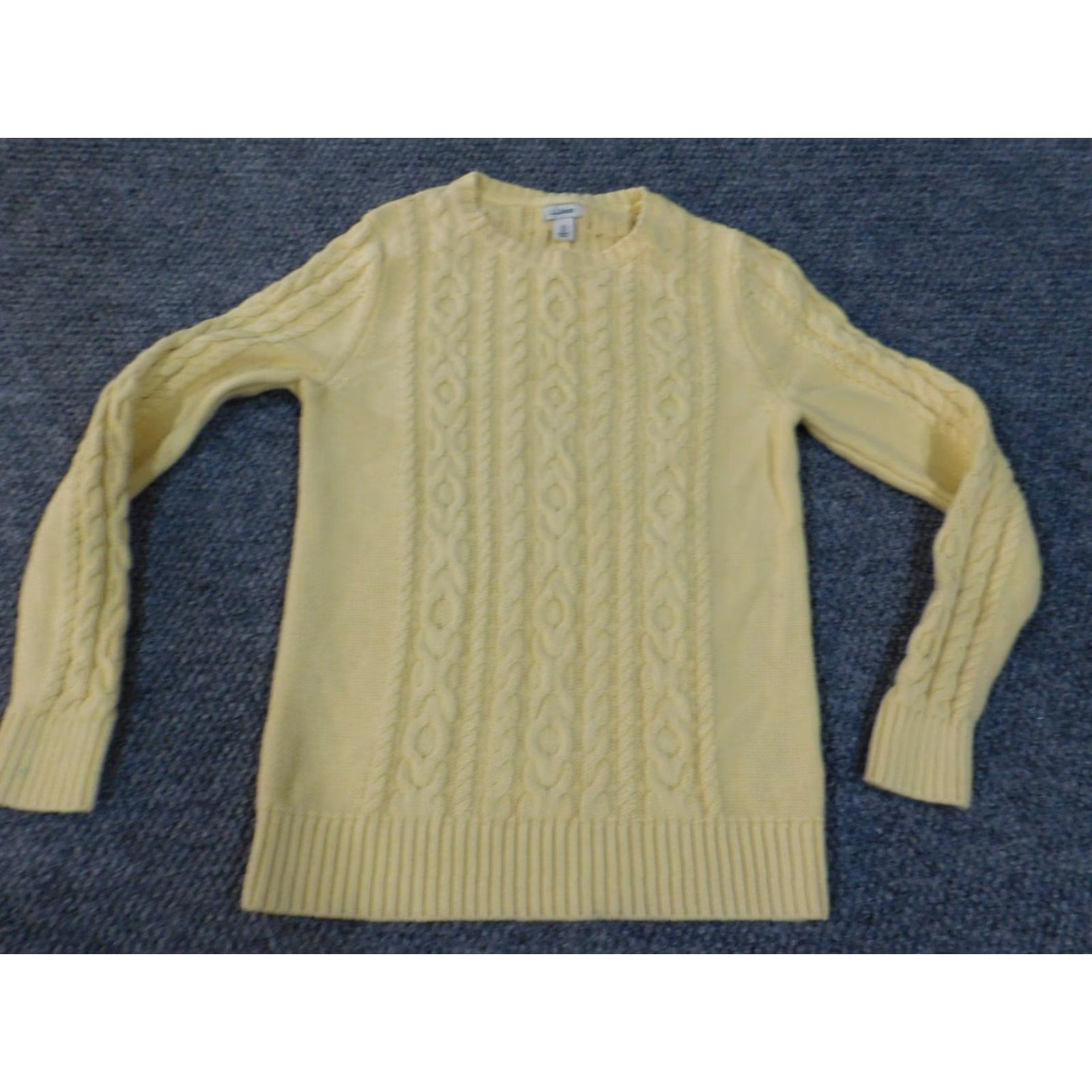 Vintage L.L. Bean Sweater Womens XS Yellow Pullover Crew Neck Cotton Knit Stretch Regular Sleeve Size XS / US 0-2 / IT 36-38 - 3 Thumbnail