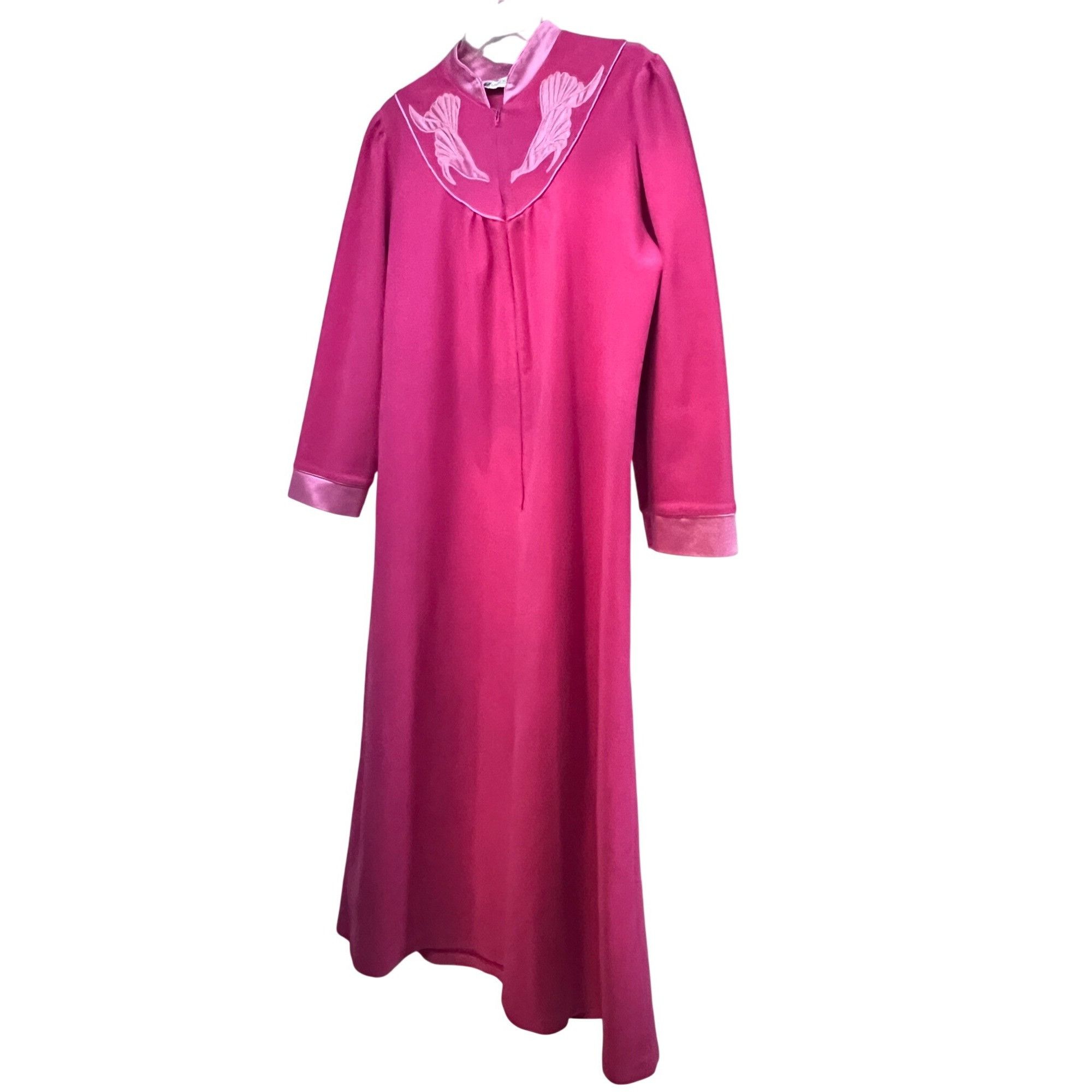 Vintage JCPenney Vandemere Womens Vintage 70s Pink Zip Up Robe House Size ONE SIZE - 3 Thumbnail