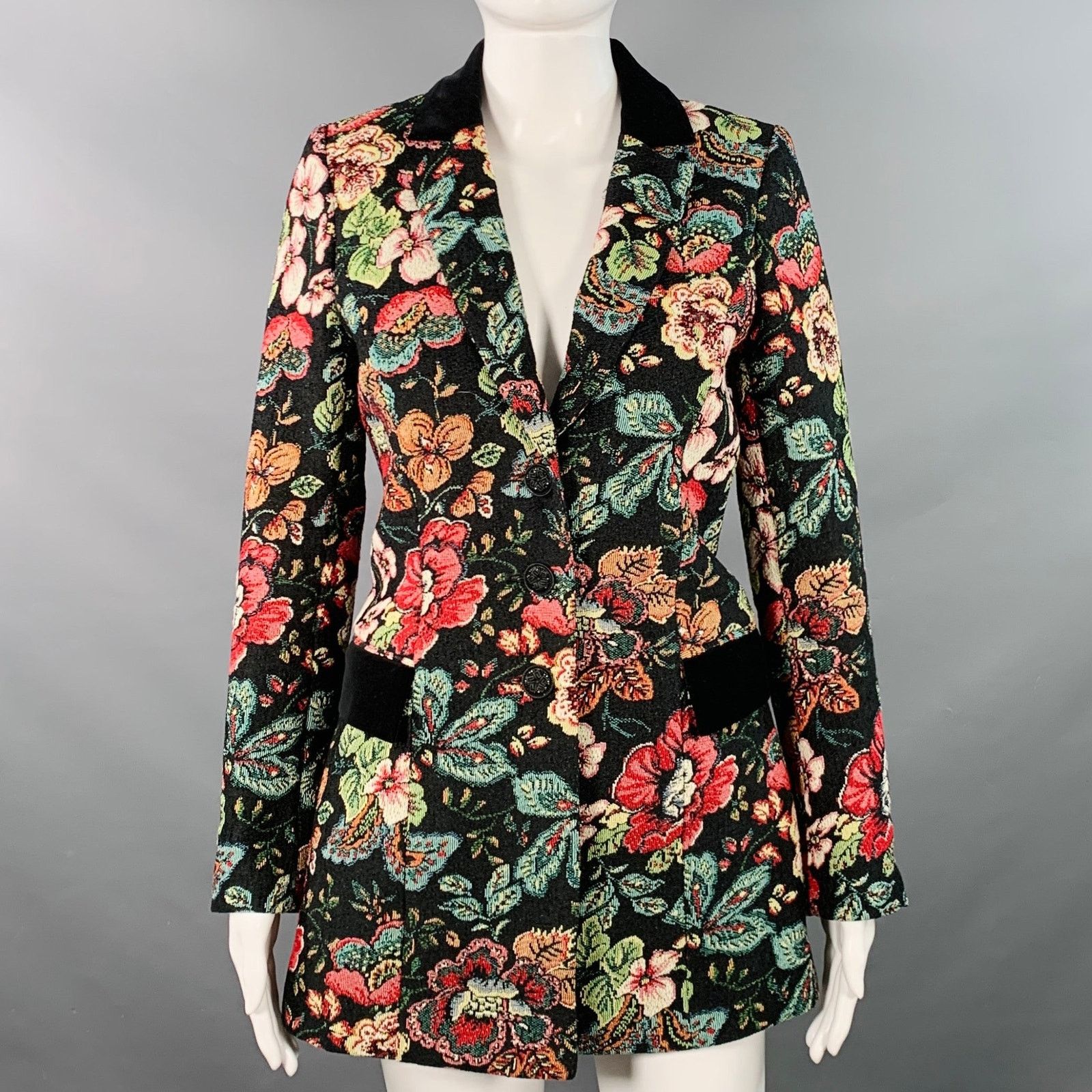 Other 4 Saskia Black Multi-Color Jacquard Jacket Blazer Size S / US 4 / IT 40 - 1 Thumbnail