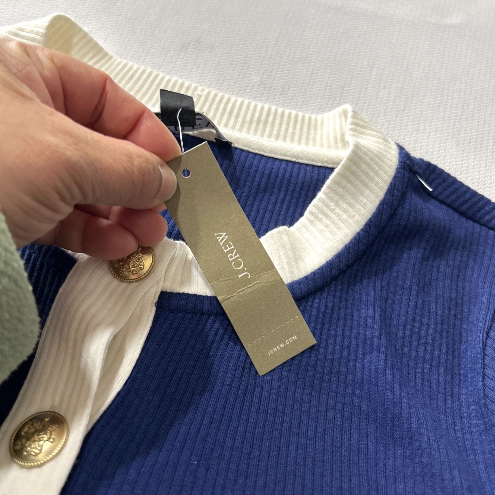 J.Crew J.CREW Cardigan Stripe Gold Crest Button Rib Knit Blue M Women Regular Pockets Lightweight Vintage No Size M / US 6-8 / IT 42-44 - 6 Thumbnail