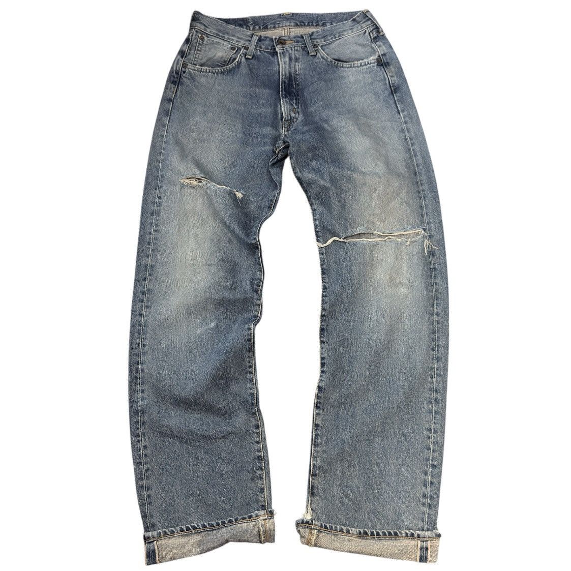 Kapital Vintage 90s Japanese Edwin 505x Destroyed Dirty Wash Denim Size US 31 - 1 Thumbnail