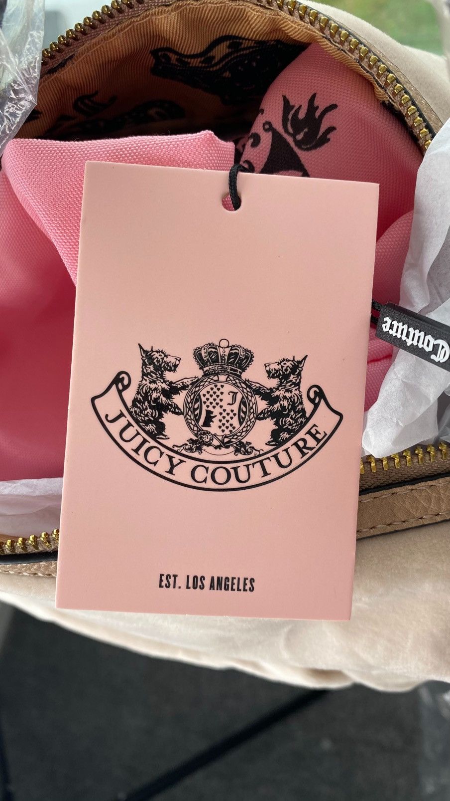 Juicy Couture Juicy Couture Dark Sand Crest Velour Hobo Bag Size ONE SIZE - 18 Thumbnail