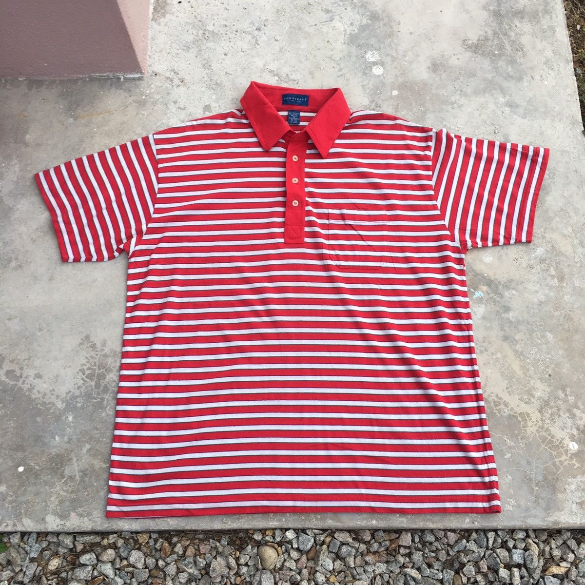 Towncraft × Vintage Vintage Towncraft Stripes Polo Tee Size US XL / EU 56 / 4 - 1 Thumbnail