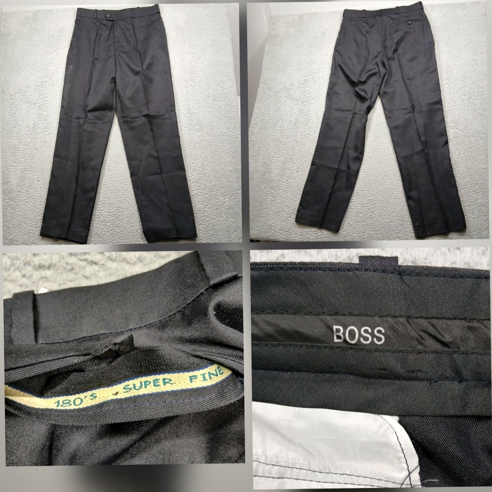 Vintage VINTAGE? No. Hugo Boss Dress Pants Men's Black 180's Super Fine Wool Classic Fit 35x33 Size US 35 - 2 Thumbnail