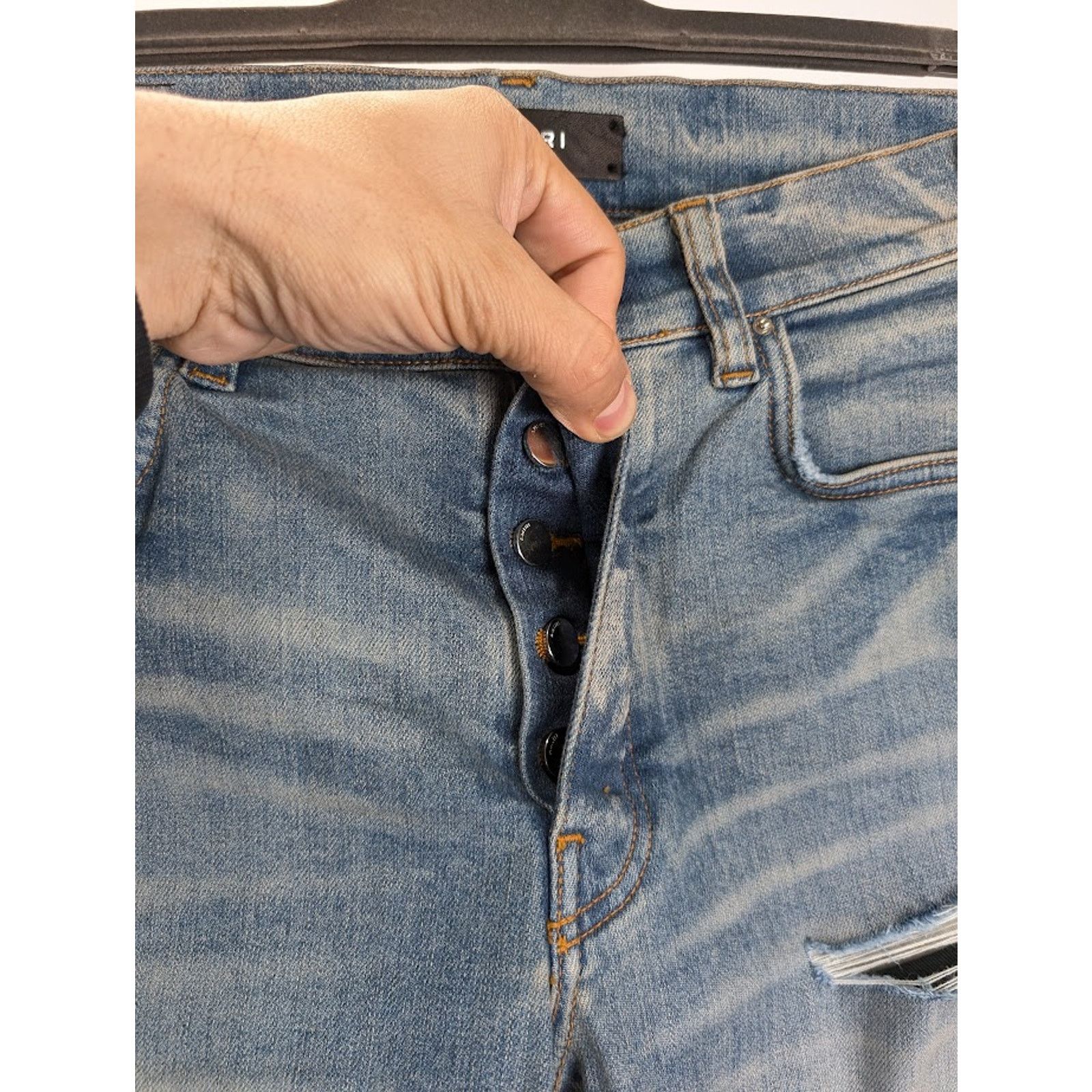 Amiri o1rshd1 Vintage Bandana Artpatch Jeans in Clay Indigo Size US 29 - 9 Thumbnail