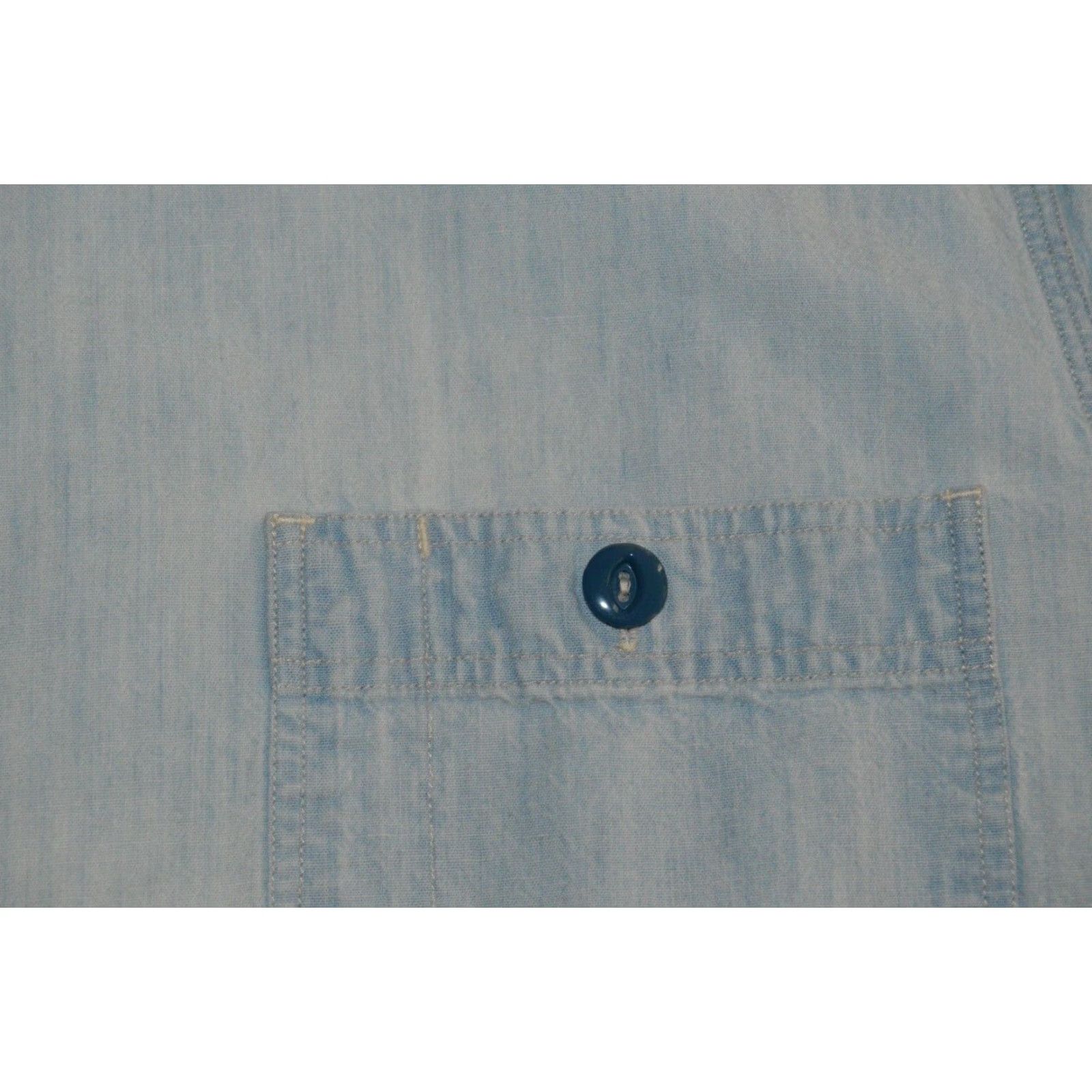 Lucky Brand Lucky Brand Shirt Denim Short-Sleeve Blue Men's Large Button-Up Pockets Cotton Size US L / EU 52-54 / 3 - 4 Thumbnail