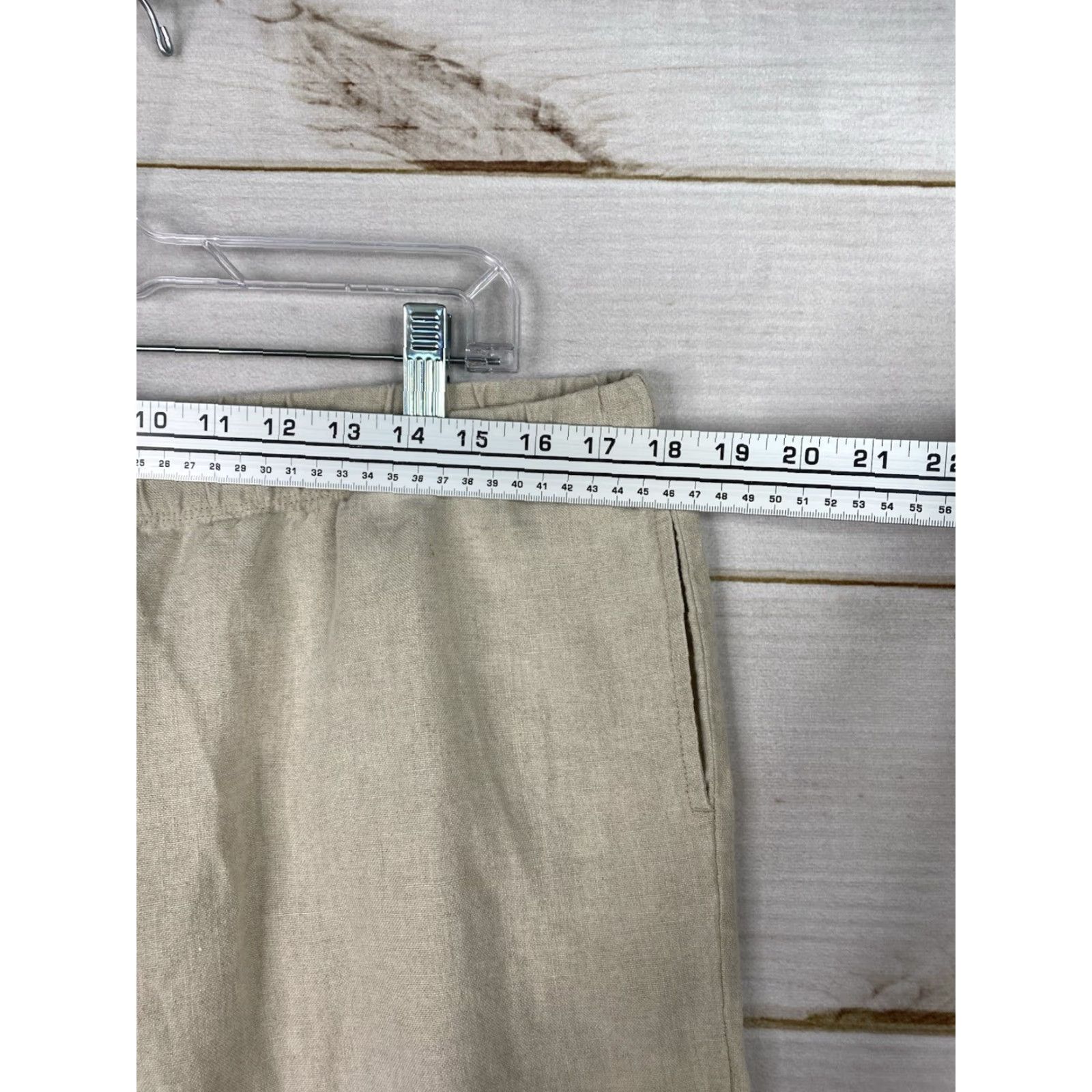 J. Jill J.Jill Linen Pants Womens Petite Beige Cropped Wide-Leg Pockets Beach Casual May 90s? Size 36" / US 14 / IT 50 - 4 Thumbnail