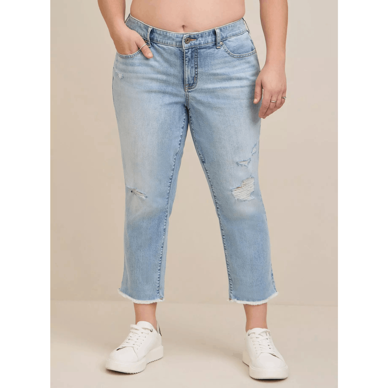 Torrid Torrid Crop Boyfriend Straight Vintage Stretch Mid-Rise Jean Size 38" / US 16 / IT 52 - 4 Thumbnail
