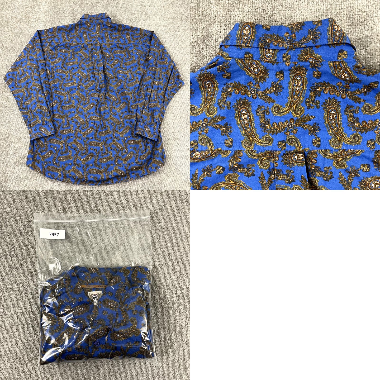 Vintage CINCH Shirt Mens Large Blue Paisley Western Wear Cowboy Button Down Long Sleeve Size US L / EU 52-54 / 3 - 8 Thumbnail